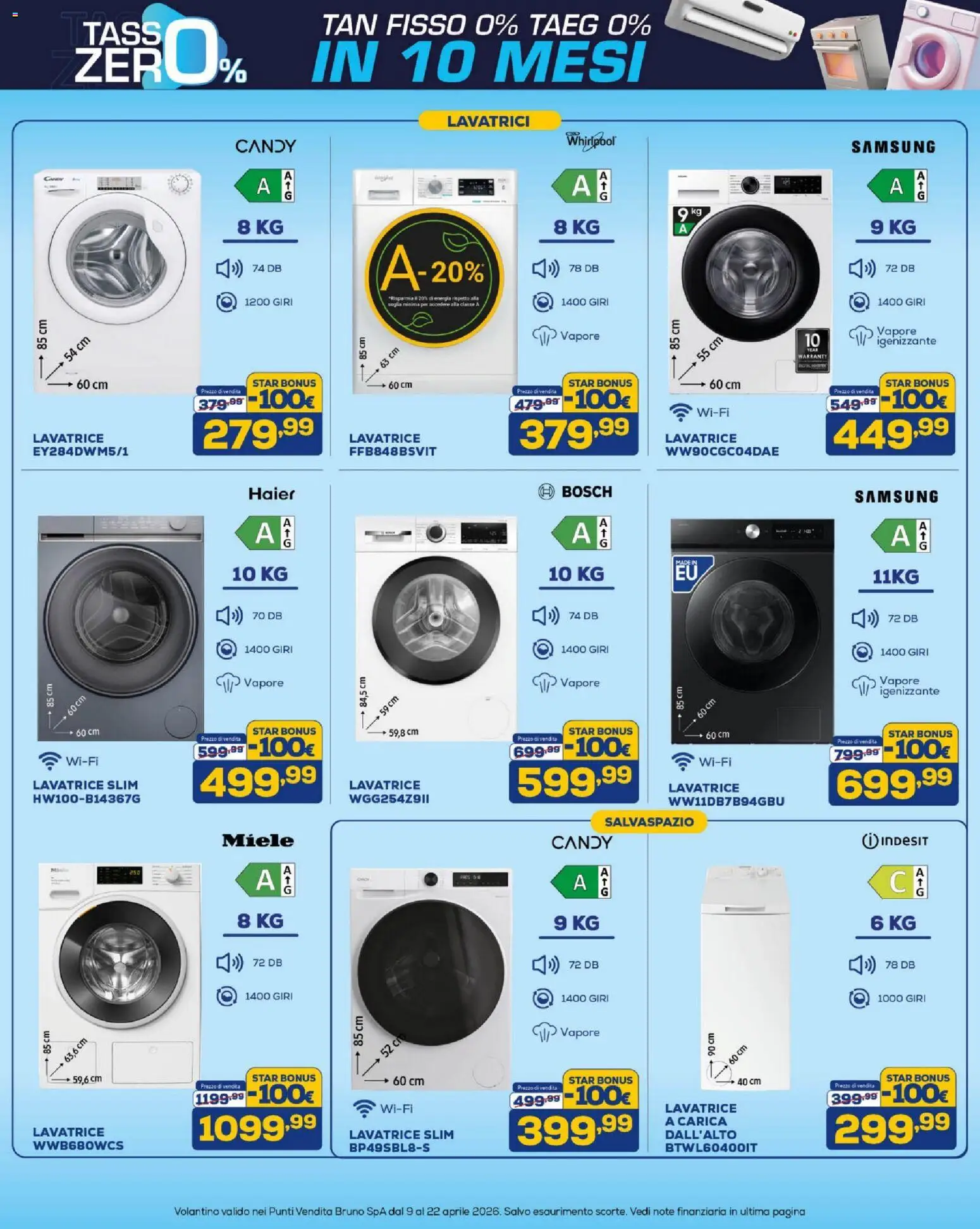 Volantino BRUNO del 09.04.2026 | Pagina: 25 | Prodotti: Lavatrice, Miele, Samsung