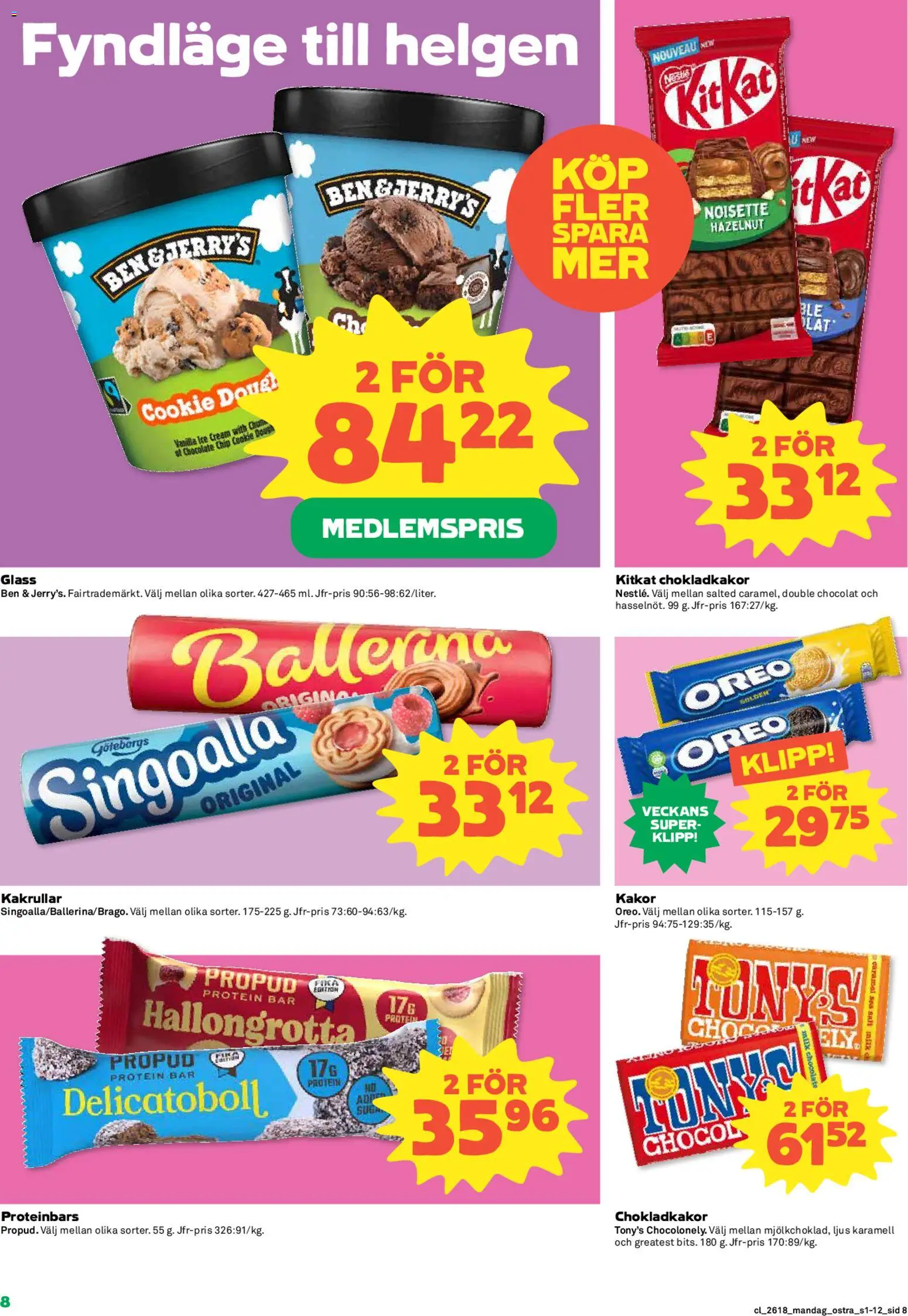 Stora Coop reklamblad aktuell från 27.04.2026 | Sida: 8 | Produkter: Salt, Ballerina, Ljus, Glass