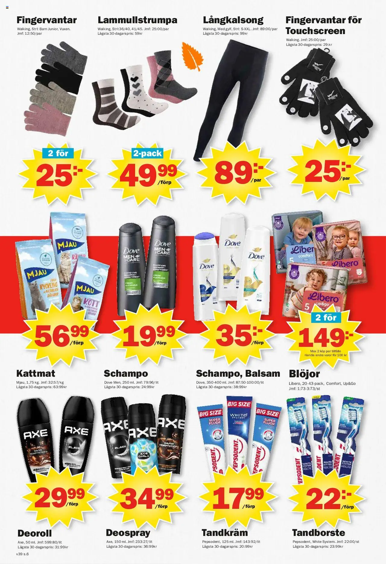 Pekås reklamblad aktuell från 22.09.2025 | Sida: 6 | Produkter: Schampo, Tandkräm, Kattmat, Blöjor
