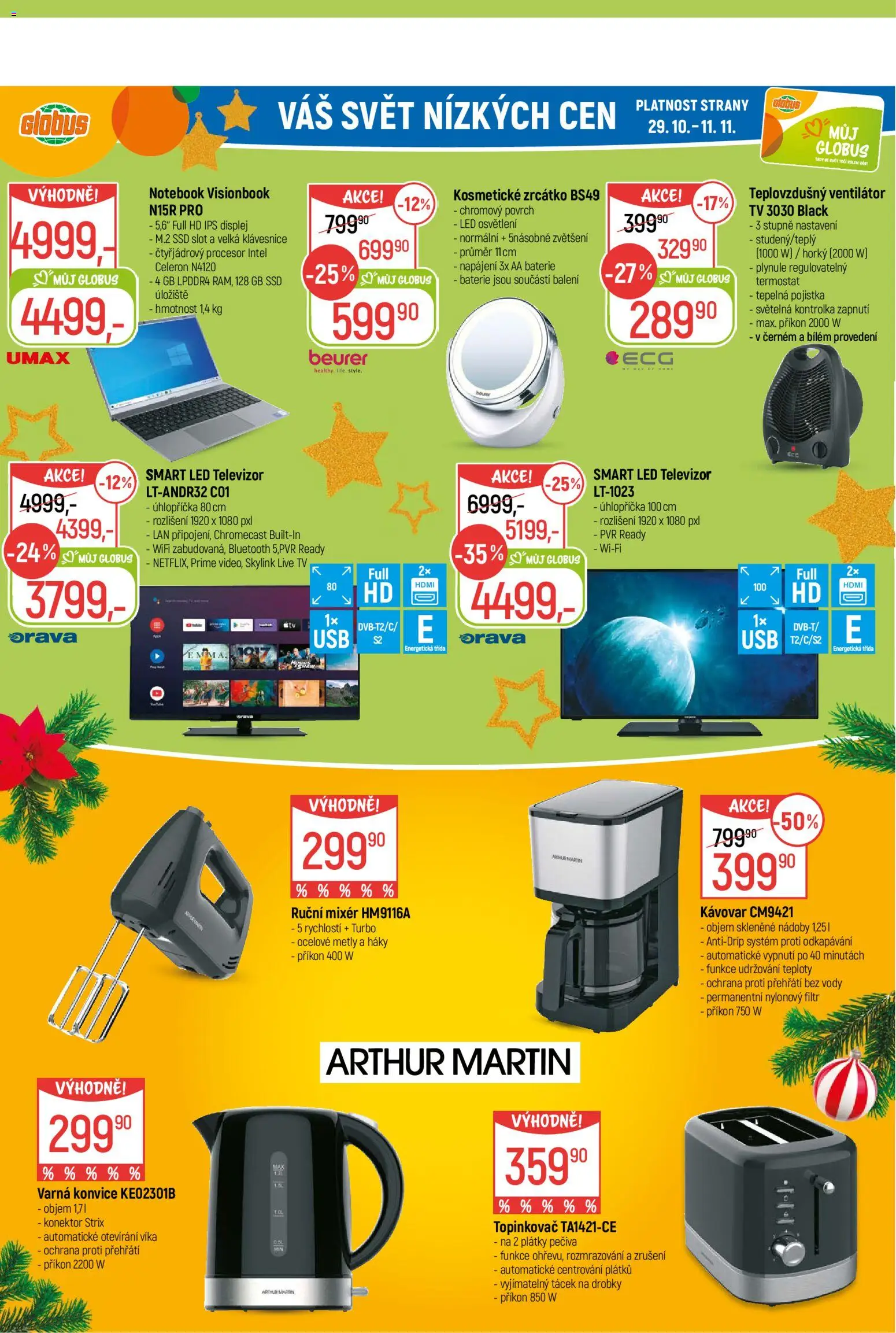 Globus leták - Havířov od 29.10.2025 | Strana: 34 | Produkty: Konvice, Mixér, Topinkovač, Baterie