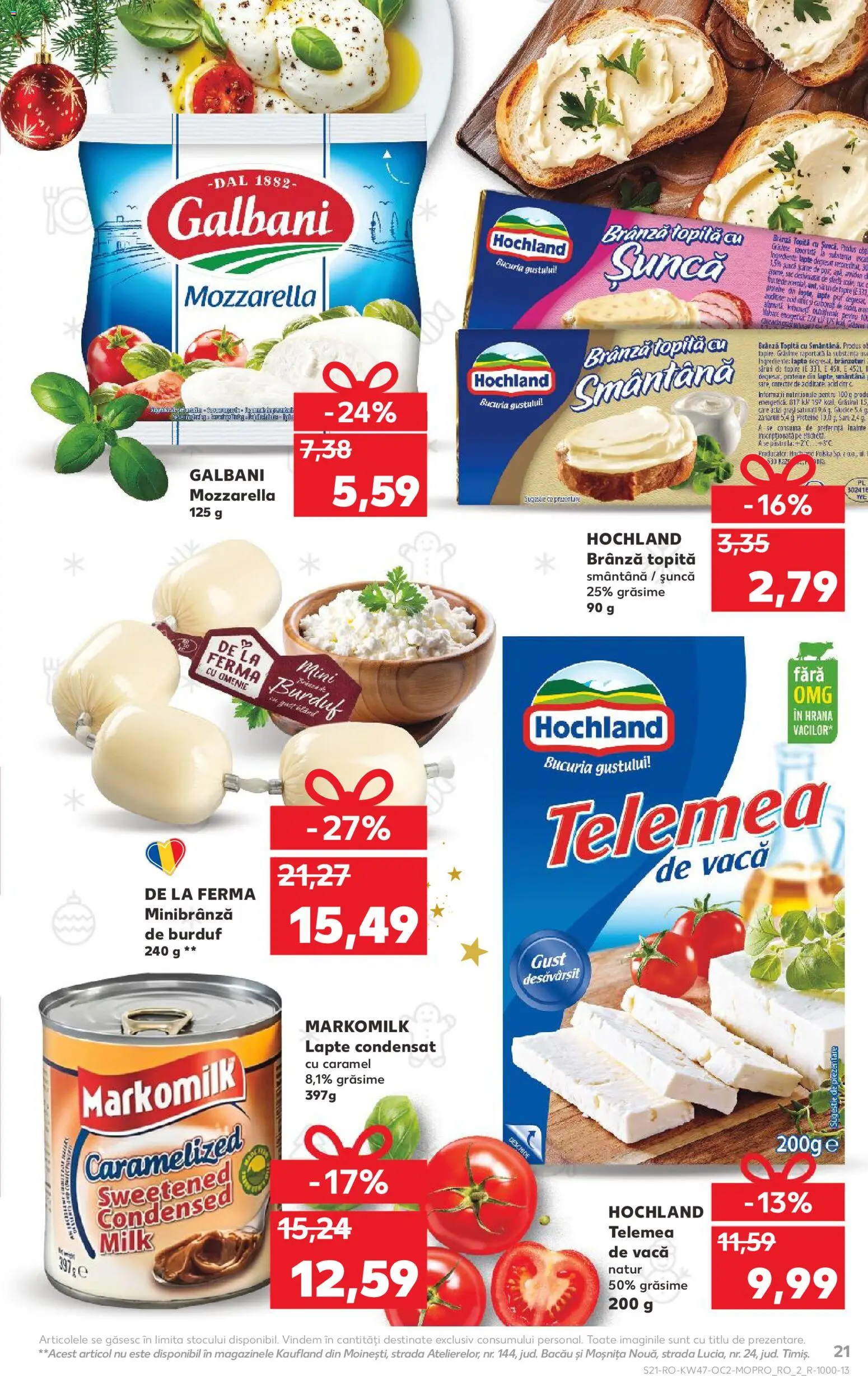 Kaufland RO akciós ujság - amely érvényes a következő dátumtól: 19.11.2025 | Oldal: 21 | Termékek: Mozzarella