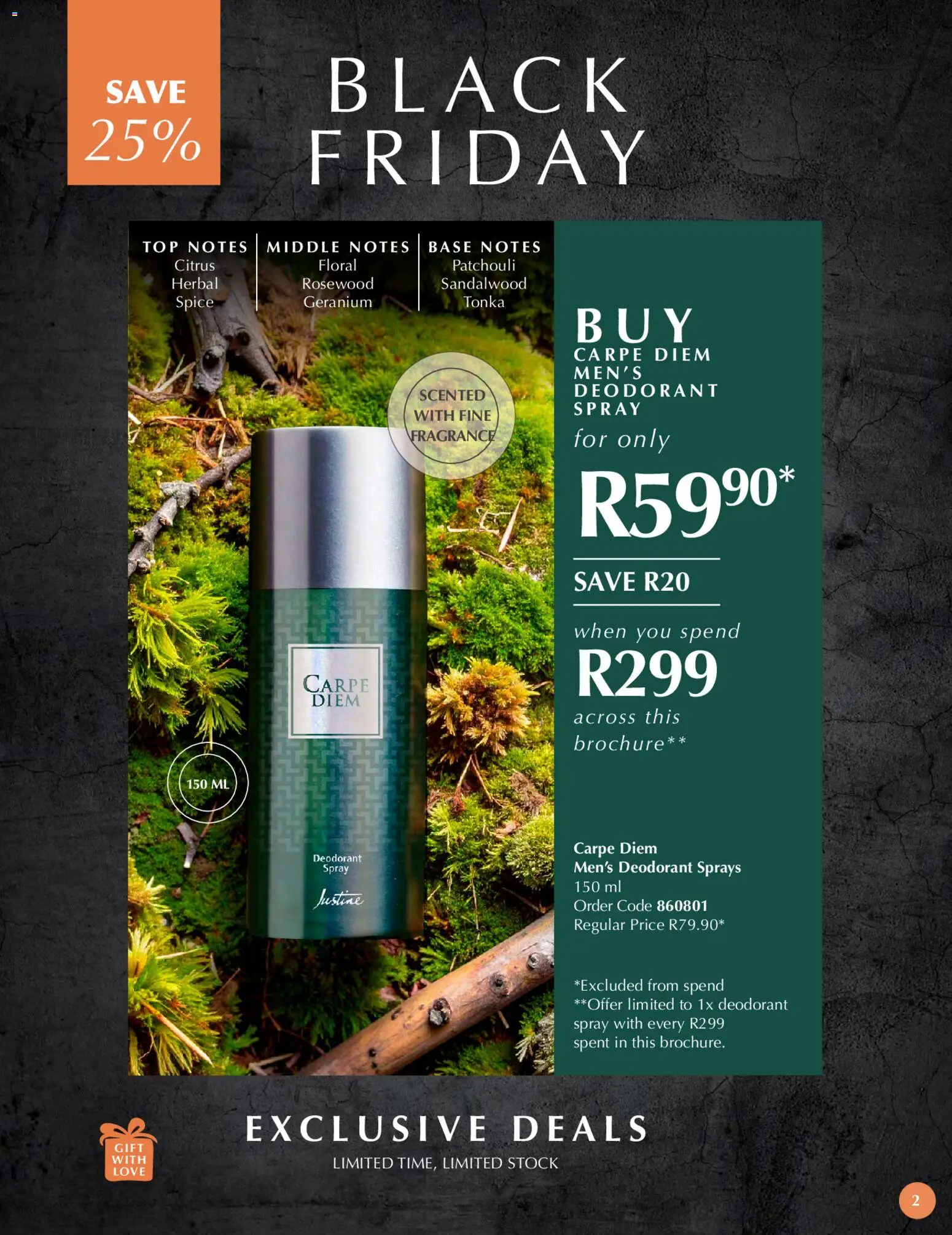 New Justine catalogue – valid from 21.11.2025 | Page: 2 | Products: Fragrance, Stock, Deodorant