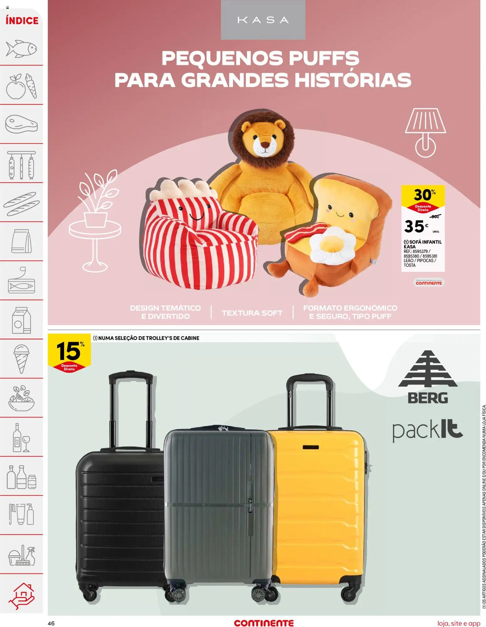 Continente folheto │ válido de 24.02.2026 | Página: 46 | Produtos: Puff, Pipocas, Sofá