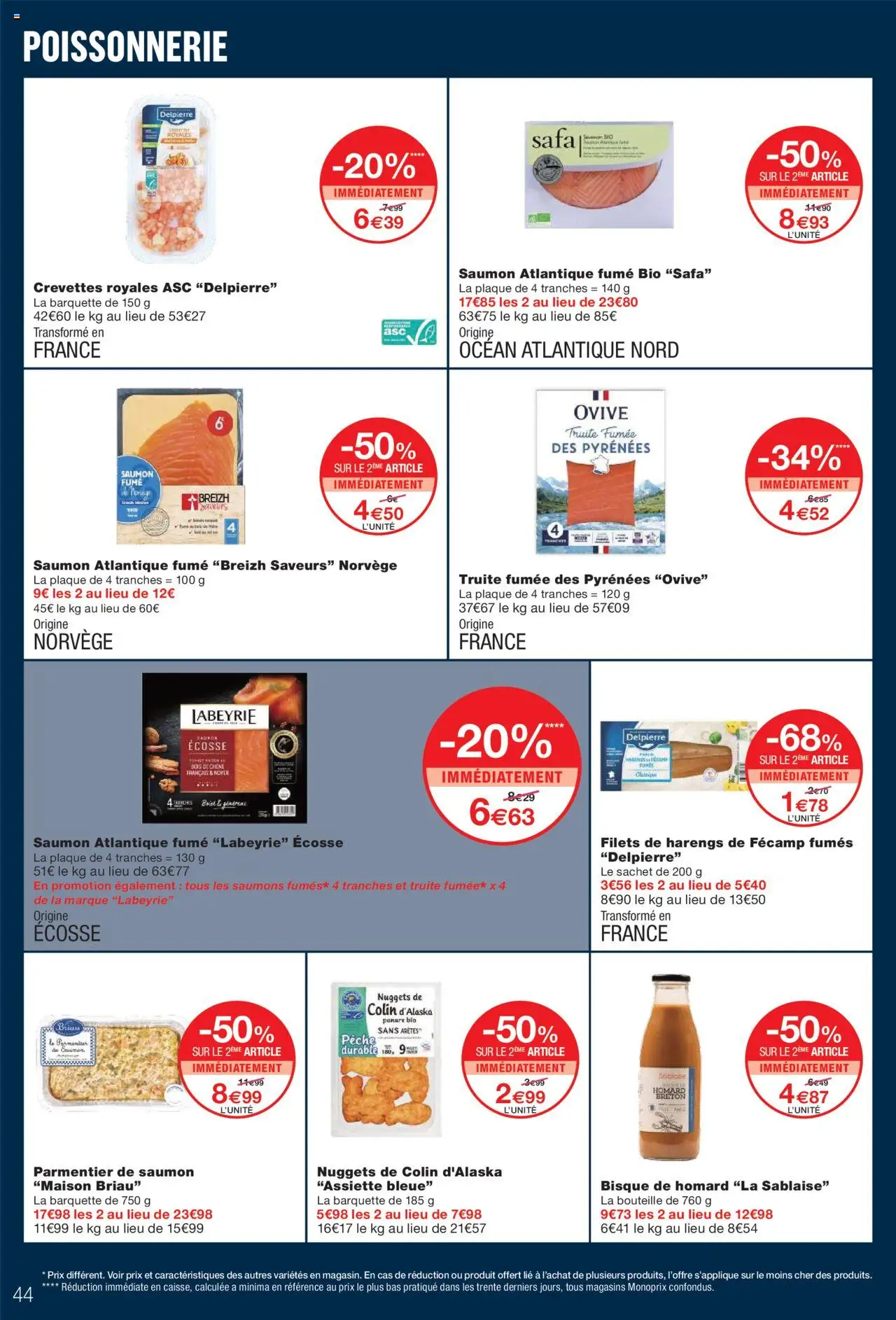 {H1} | Page: 44 | Produits: Pêche, Saumon fumé, Truite fumée, Crevettes