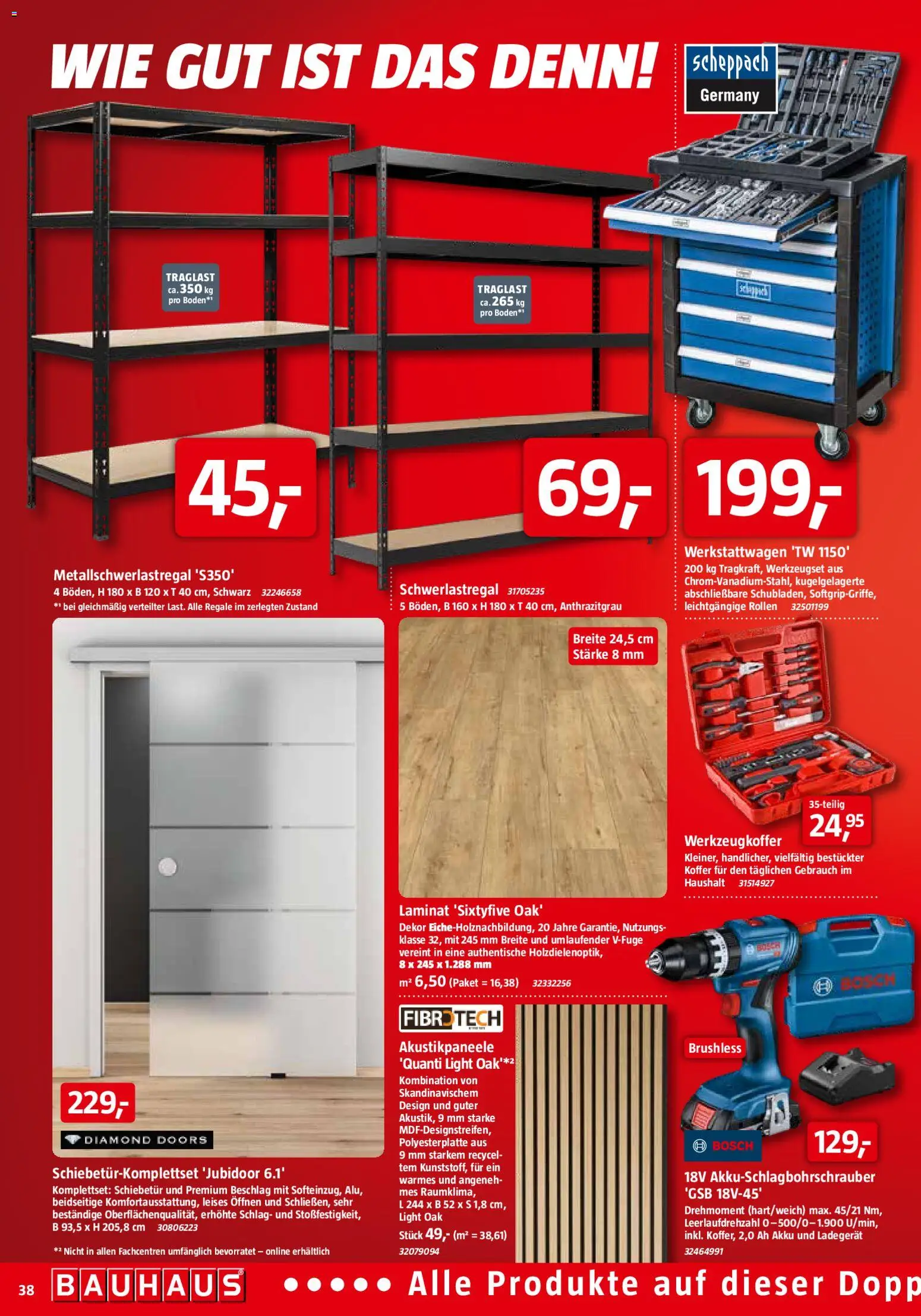 Bauhaus Prospekt 	 – gültig ab 01.11.2025 | Seite: 38 | Produkte: Bosch, Schwerlastregal, Koffer, Ladegerät