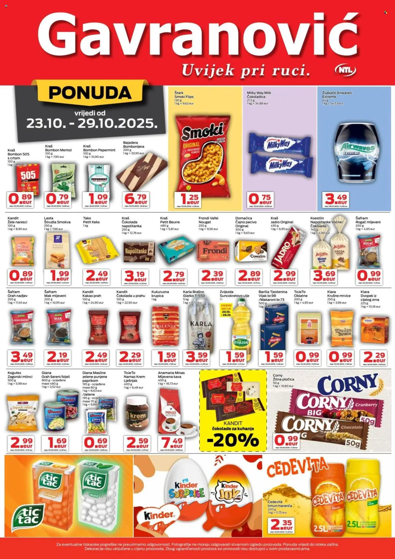 Gavranović katalog | vrijedi od 23.10.2025 | Stranica: 3 | Proizvodi: Kava, Tjestenina, Brašno, Namaz