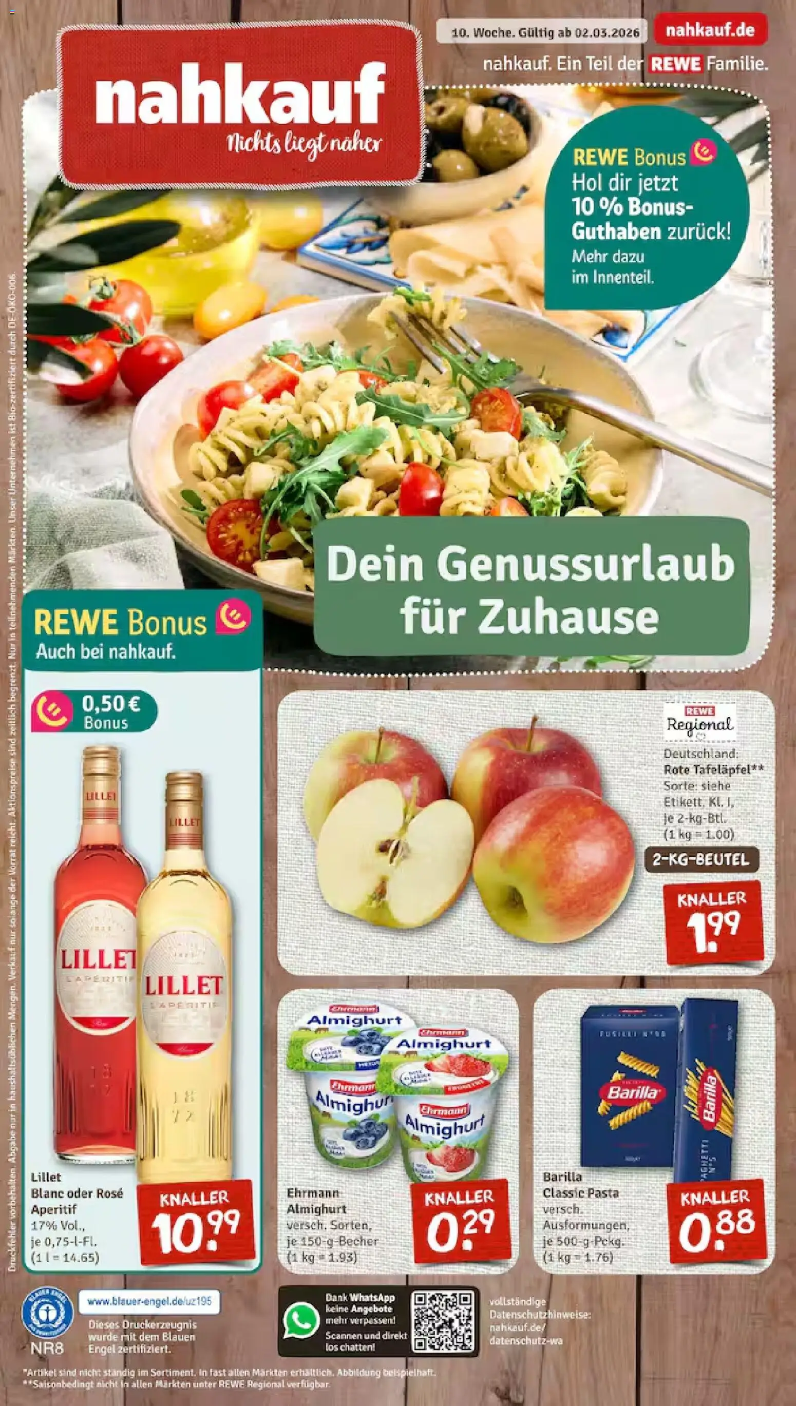 Nahkauf Prospekt 	 – gültig ab 02.03.2026 | Seite: 1 | Produkte: Barilla, Lillet, Pasta