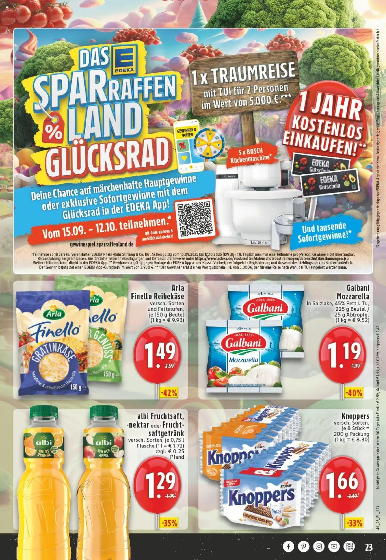 Edeka prospekt Schalksmühle	 – gültig ab 28.09.2025 | Seite: 23 | Produkte: Bosch, Äpfel, Knoppers, Reibekase