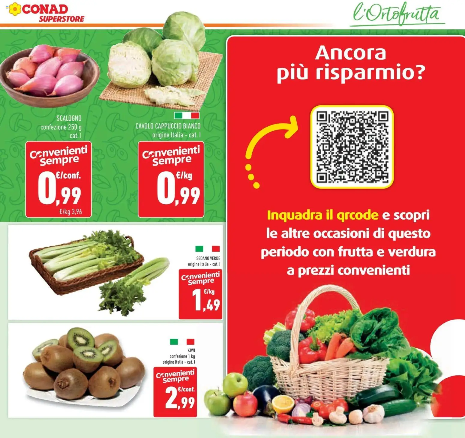 Volantino Conad del 11.02.2026 | Pagina: 13 | Prodotti: Frutta, Sedano, Cavolo, Cappuccio