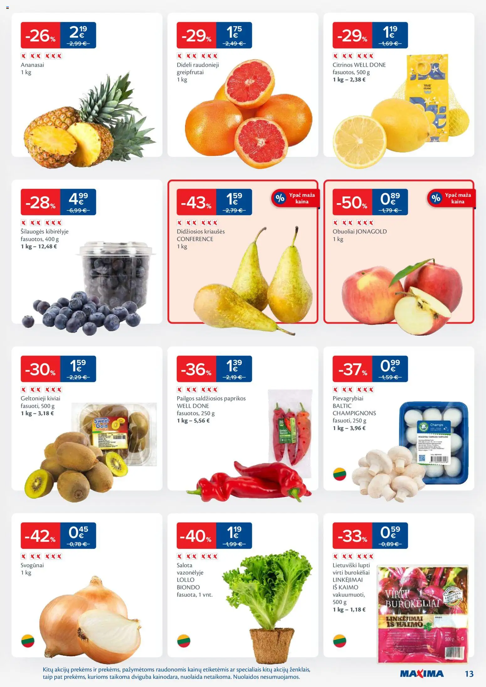 MAXIMA akcijos nuo 04.11.2025 | Puslapis: 13 | Prekių: Salota, Šilauogės, Ananasai, Kiviai