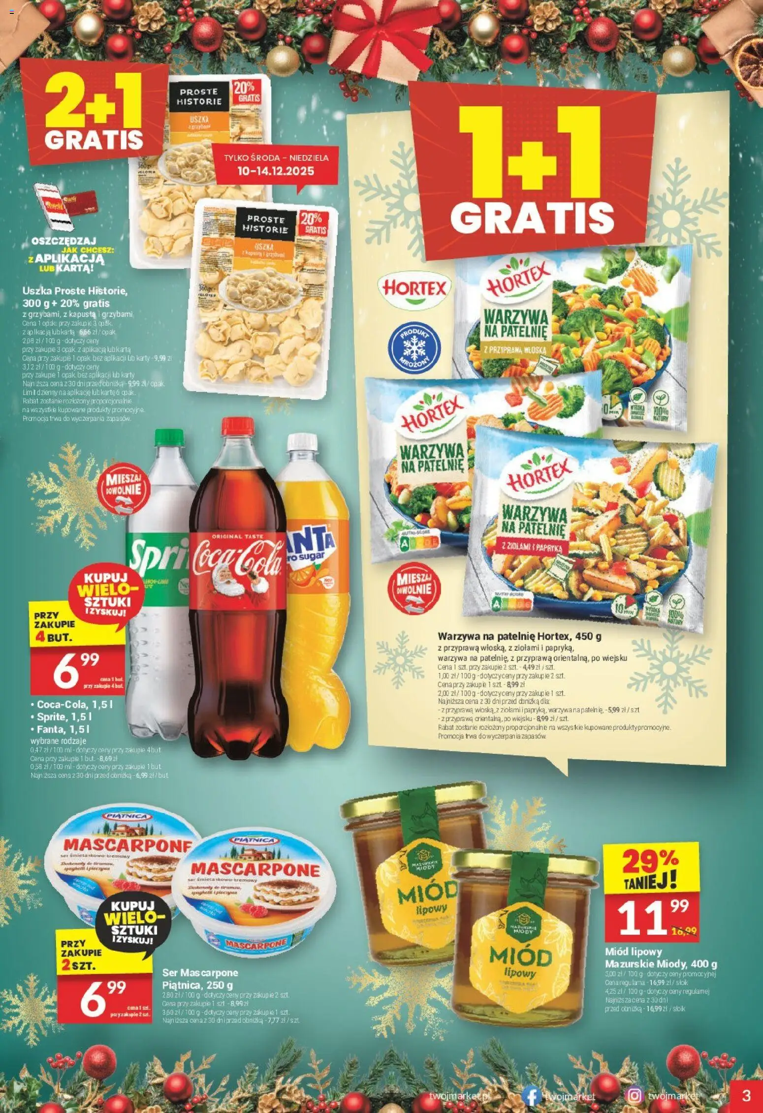 Twój Market Gazetka od 10.12.2025 | Strona: 3 | Produkty: Karta, Miód, Papryka, Patelnie