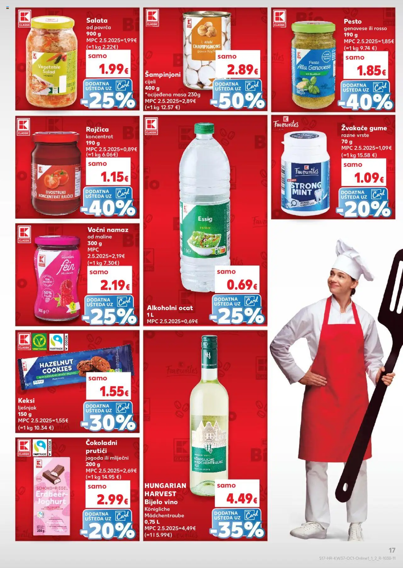 Kaufland katalog | vrijedi od 10.09.2025 | Stranica: 17 | Proizvodi: Žvakaće gume, Keksi, Salata, Ocat
