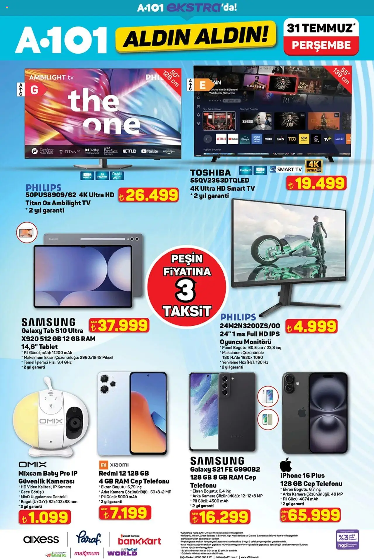A101 Katalog - 31.07.2025 tarihinden itibaren geçerlidir | Sayfa: 19 | Ürünler: Pil, TV, Iphone, Oyuncu