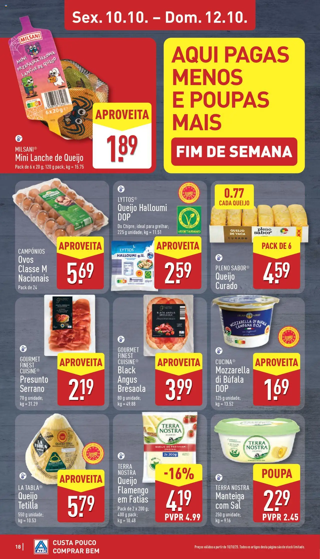 Aldi folheto │ válido de 06.10.2025 | Página: 18 | Produtos: Sal, Queijo, Ovos, Presunto