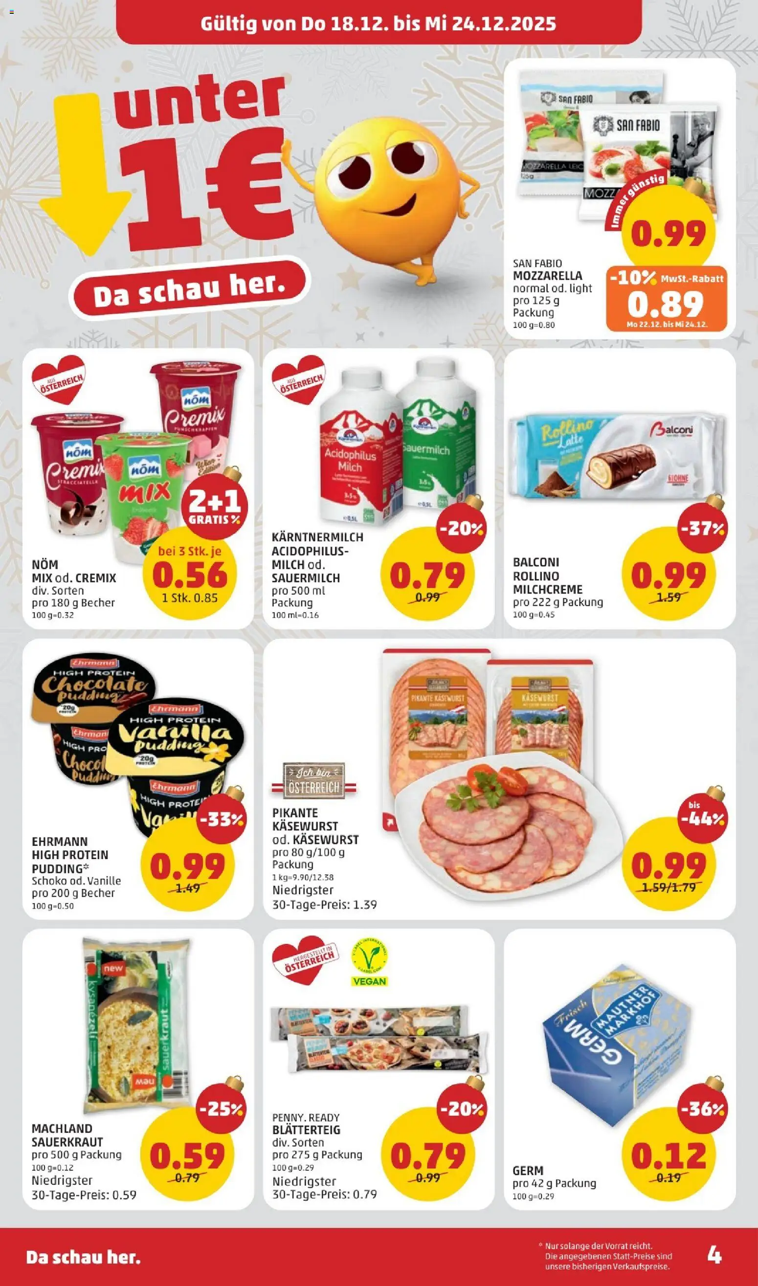 Penny Markt Flugblatt gültig ab 18.12.2025 | Seite: 4 | Produkte: Milch