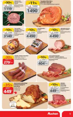 Auchan Akciós újság - amely érvényes a következő dátumtól: 26.02.2026 | Oldal: 9 | Termékek: Kolbász, Pick, Kalács, Karaj