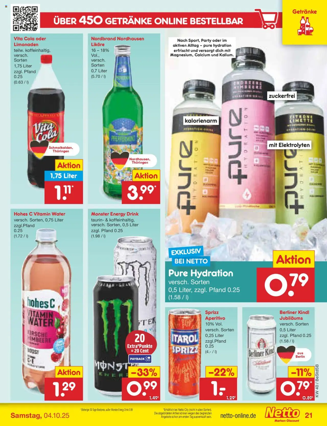 Netto Marken-Discount Prospekt 	 – gültig ab 29.09.2025 | Seite: 21 | Produkte: Berliner, Cola, Energy, Vita cola