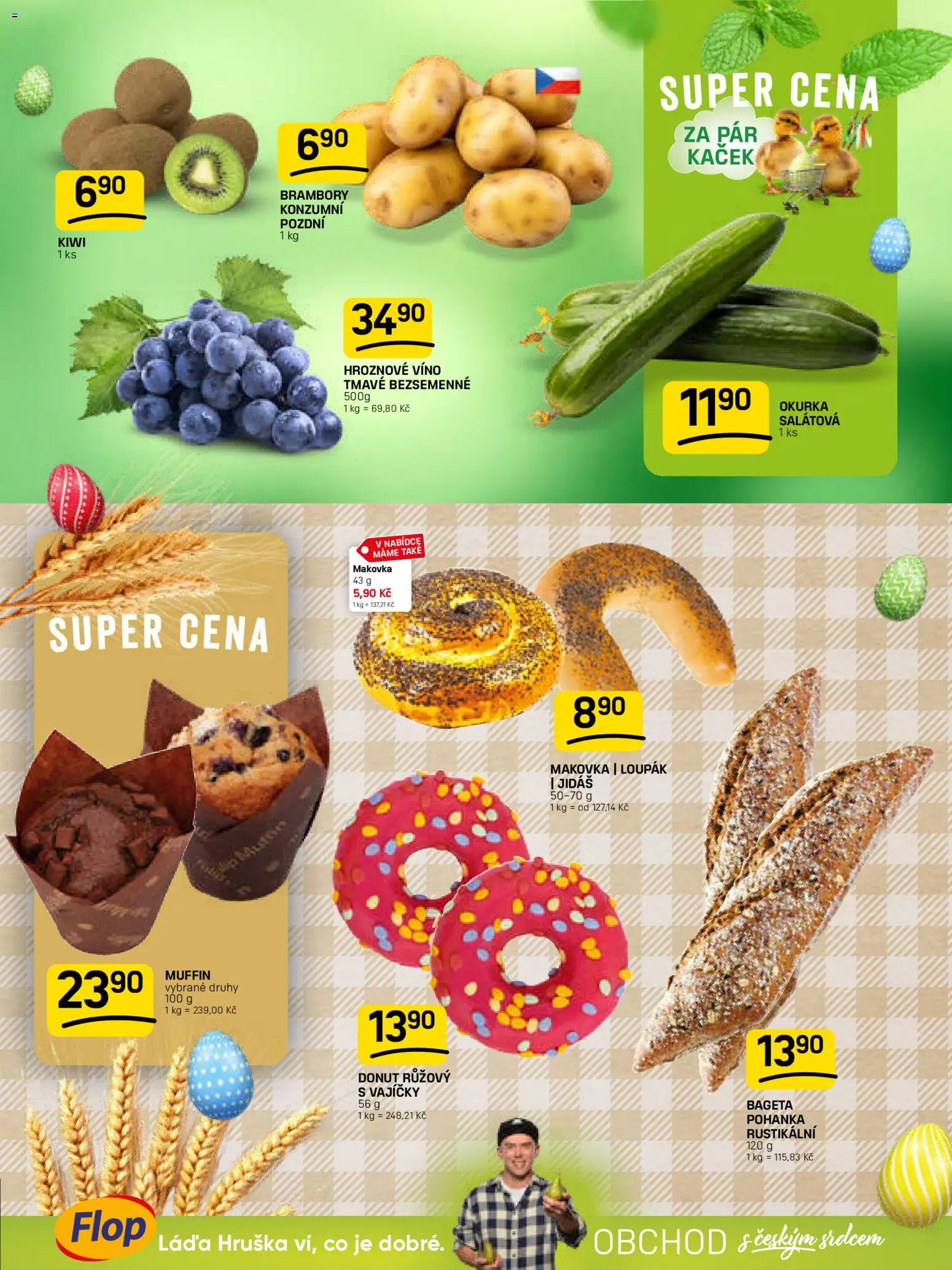 Flop leták od 01.04.2026 | Strana: 3 | Produkty: Kiwi, Pohanka, Brambory, Bageta