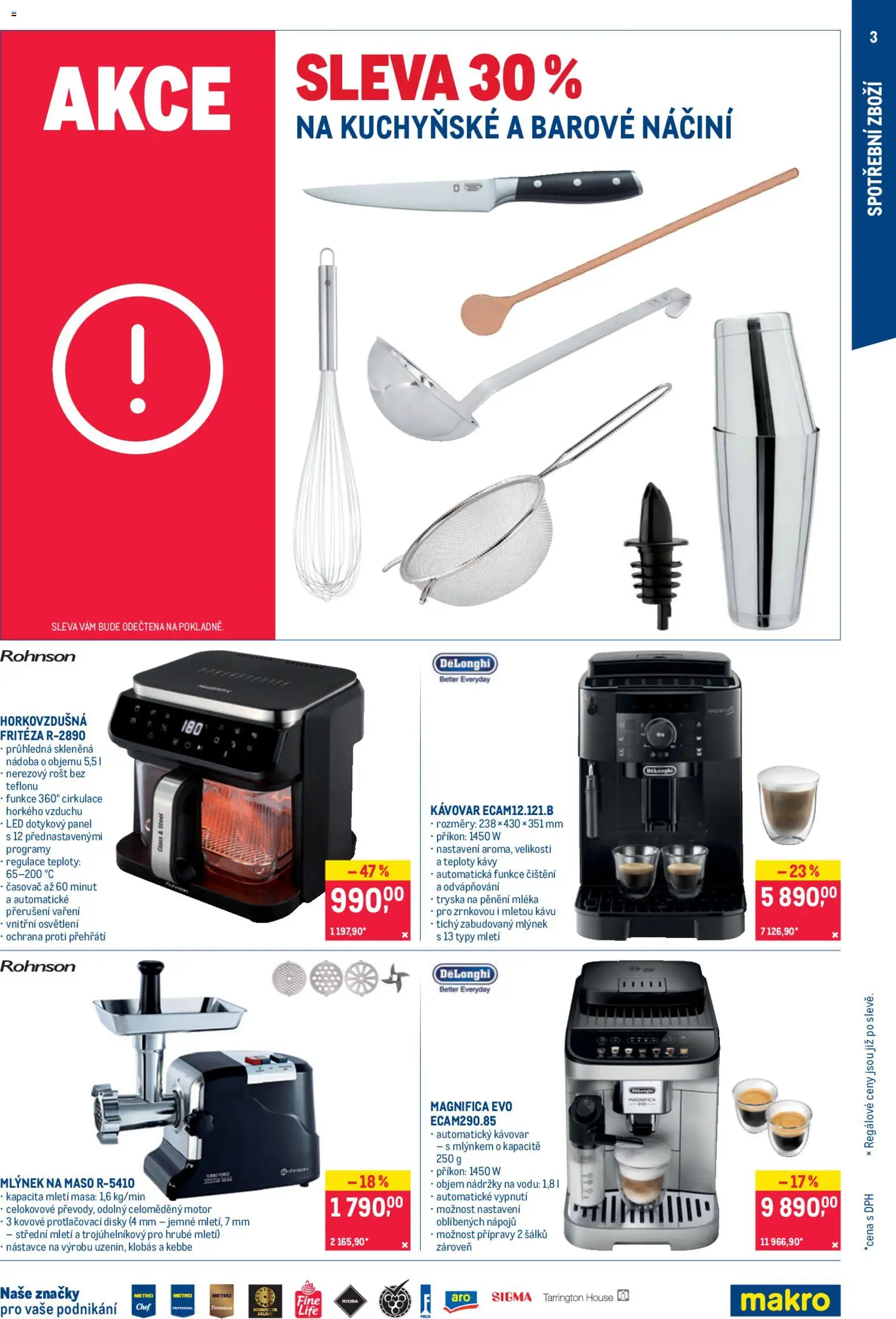 Makro leták - Spotřební zboží od 11.02.2026 | Strana: 3 | Produkty: Fritéza, Časovač, Horkovzdušná fritéza, LED
