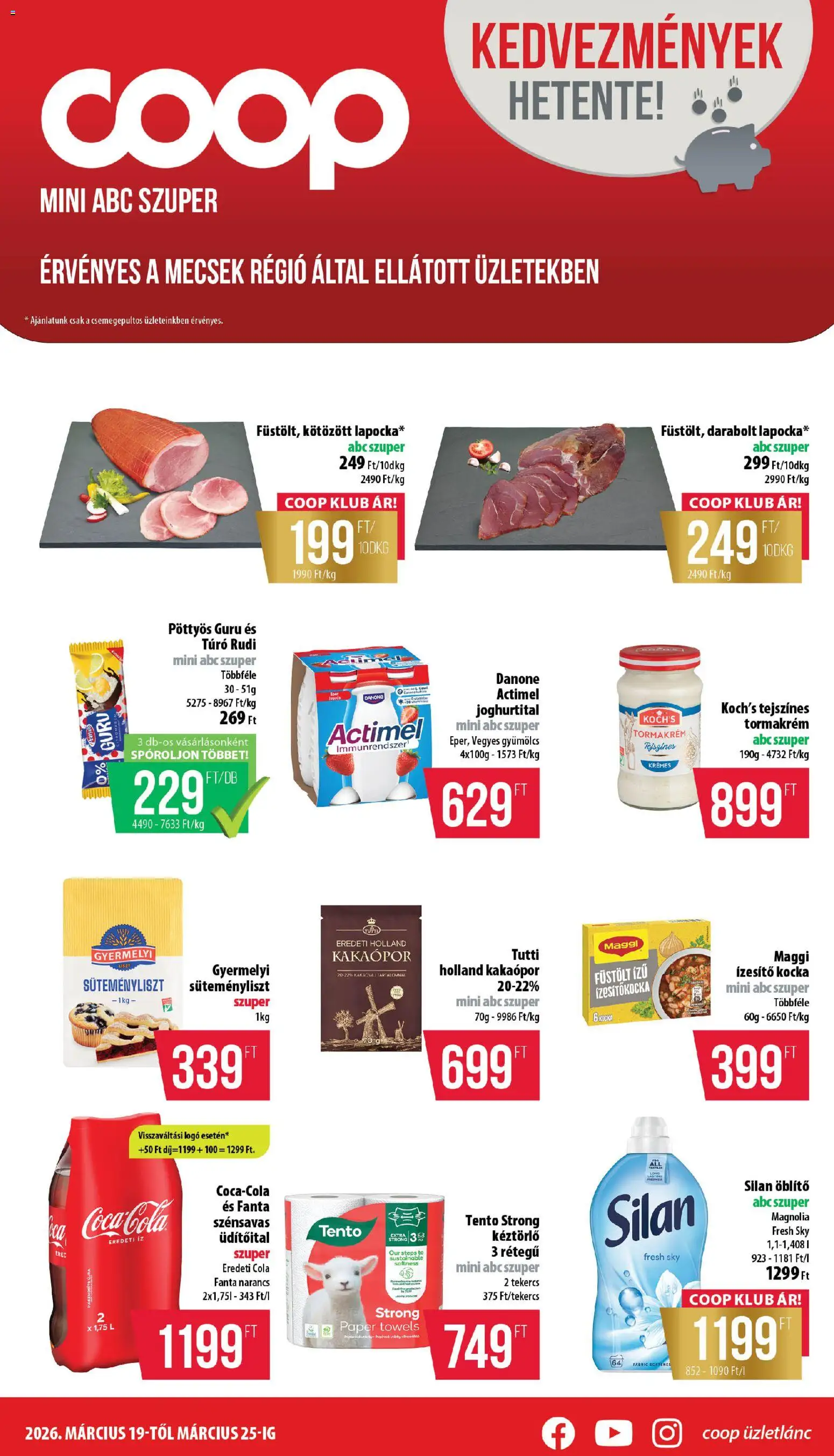 COOP akciós ujság - amely érvényes a következő dátumtól: 19.03.2026 | Oldal: 1 | Termékek: Fanta, Öblítő, Cola, Kakaópor