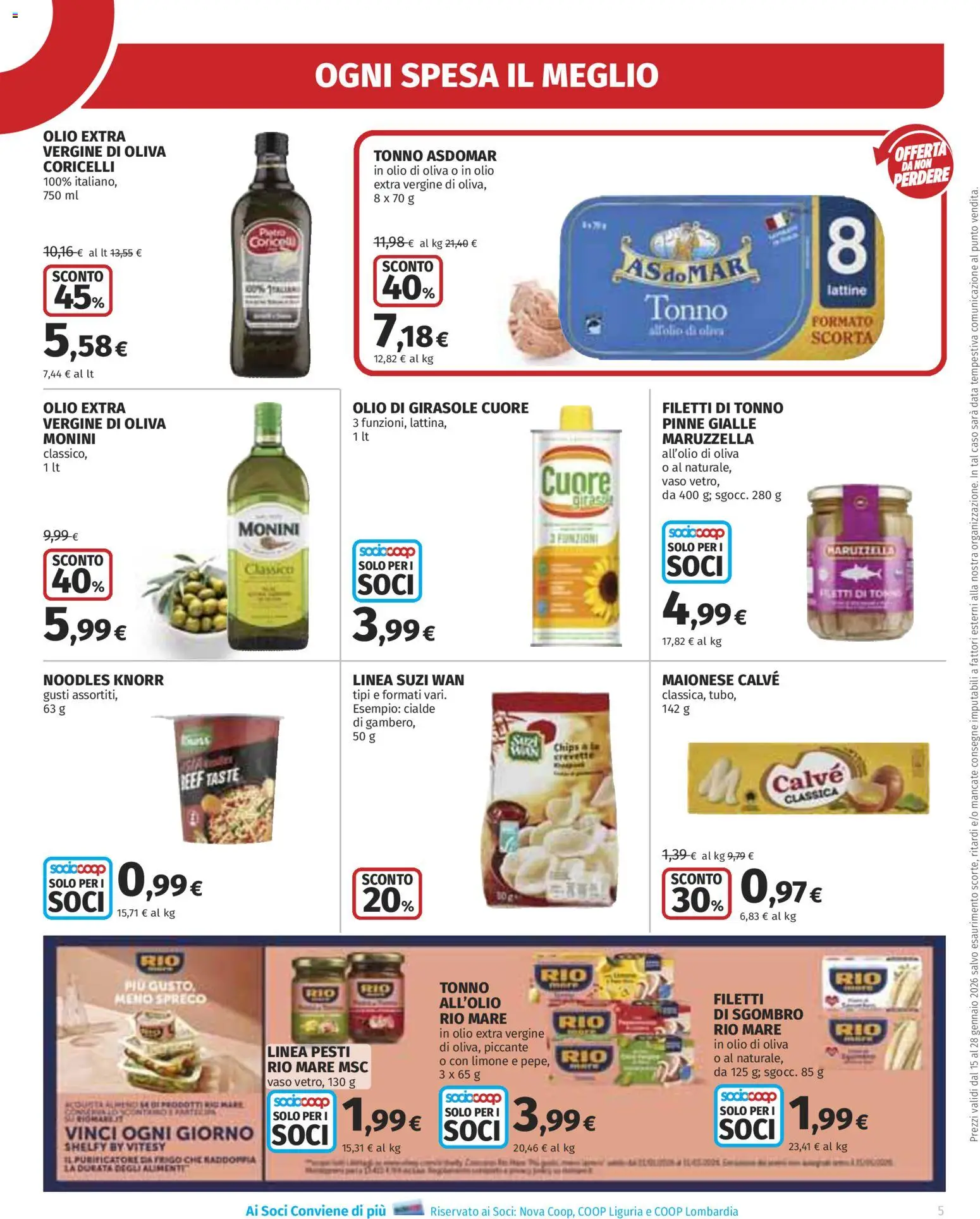 Volantino Ipercoop del 15.01.2026 | Pagina: 5 | Prodotti: Olio, Data, Tonno, Vaso