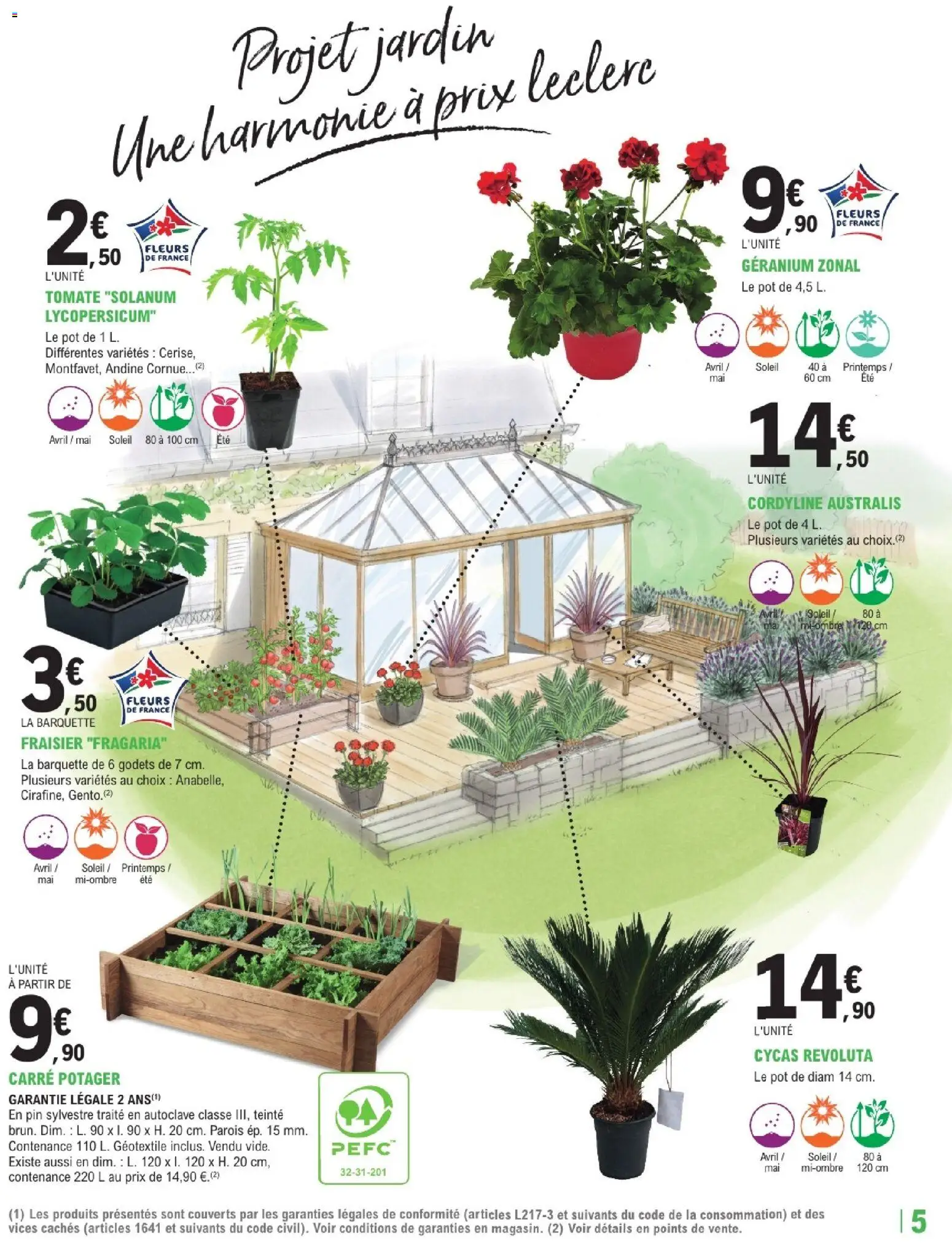 {H1} | Page: 5 | Produits: Carré potager, Fraisier, Géranium, Géotextile