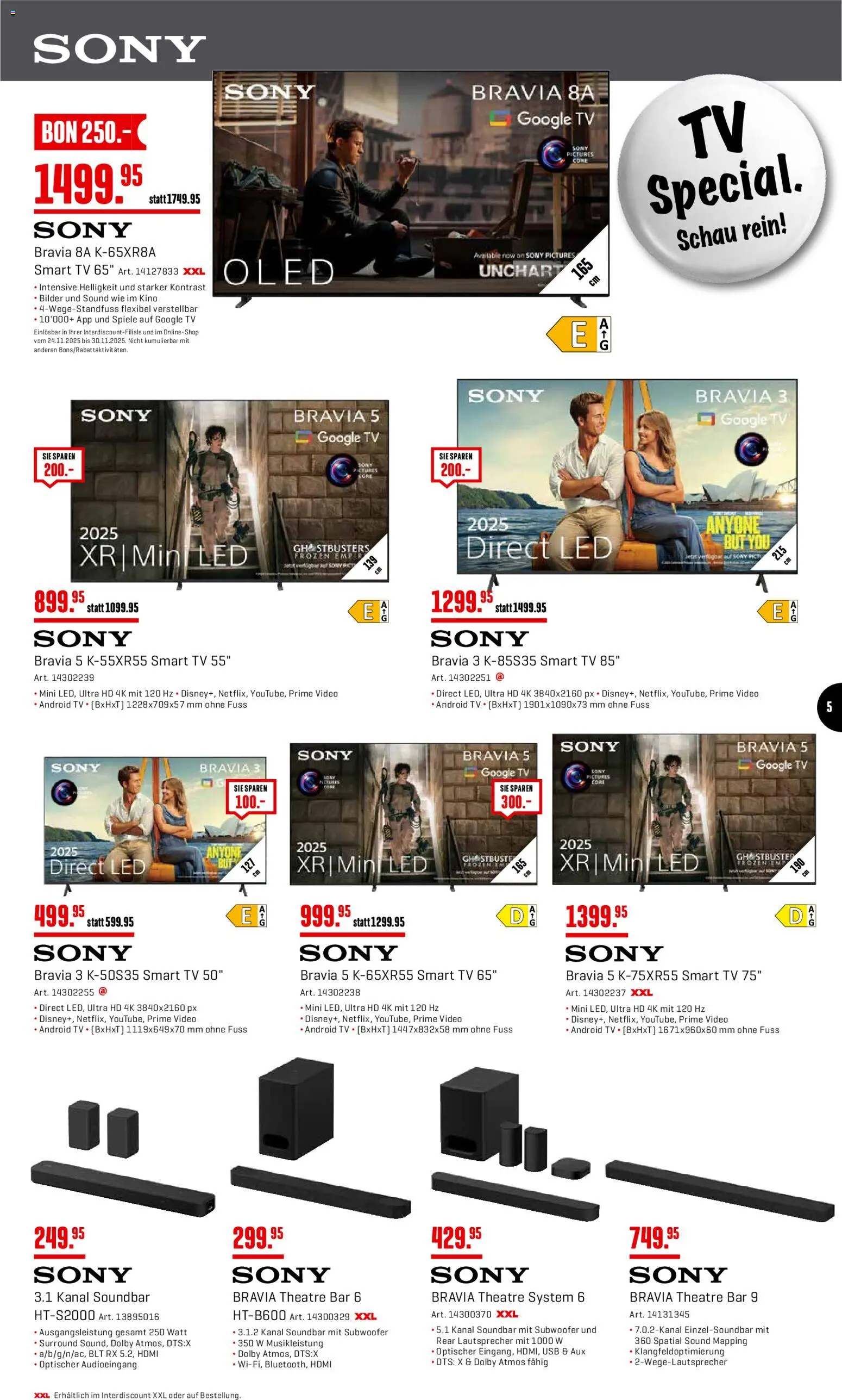 Interdiscount Aktionen – gültig ab 24.11.2025 | Seite: 5 | Produkte: Soundbar, TV, Video, Lautsprecher