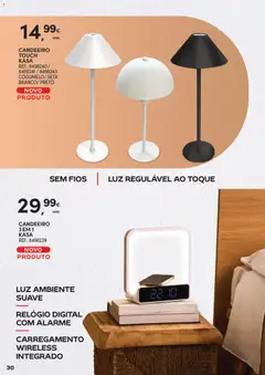 Pré-visualização CANDEEIRO TOUCH KASA, Touch lamp available in cogumelo/seta branco/preto válido de 11.11.2025 | Página: 30 | Produtos: Relógio, Candeeiro