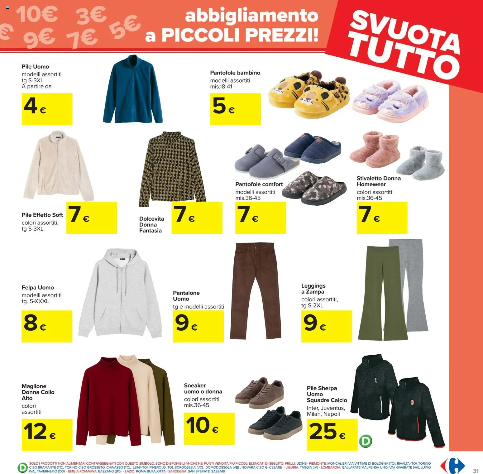 Volantino Carrefour del 27.01.2026 | Pagina: 31 | Prodotti: Pile, Leggings, Pantofole, Maglione