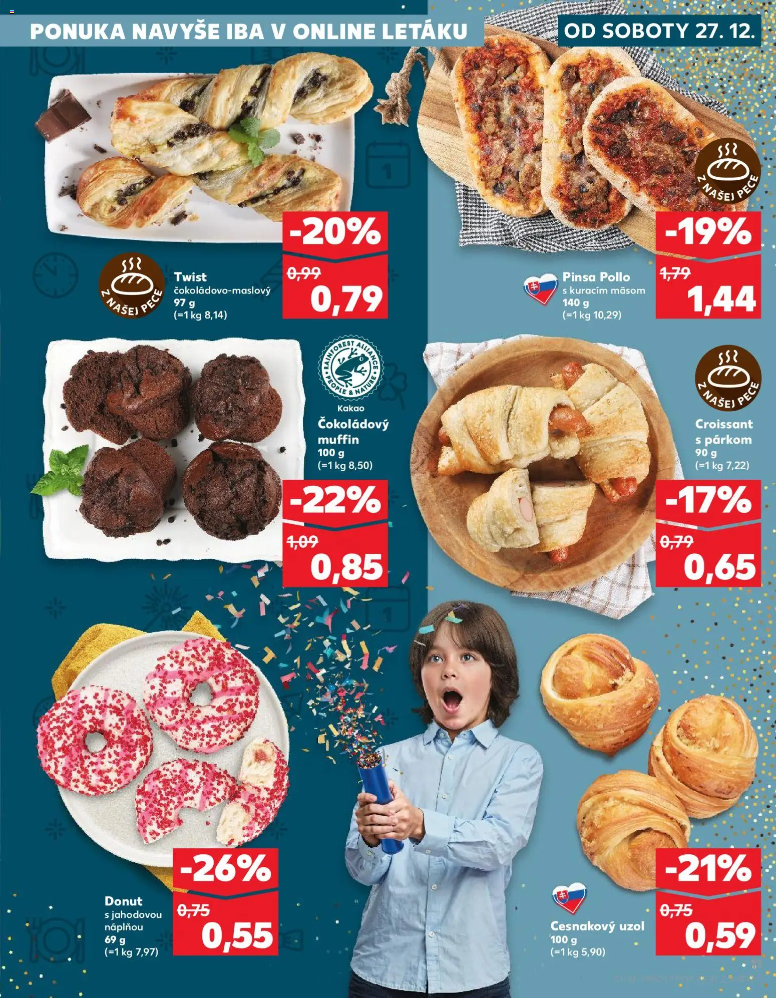 Nové Kaufland akcie – leták je platný od 27.12.2025 | Strana: 11 | Produkty: Donut, Croissant, Pec, Kakao