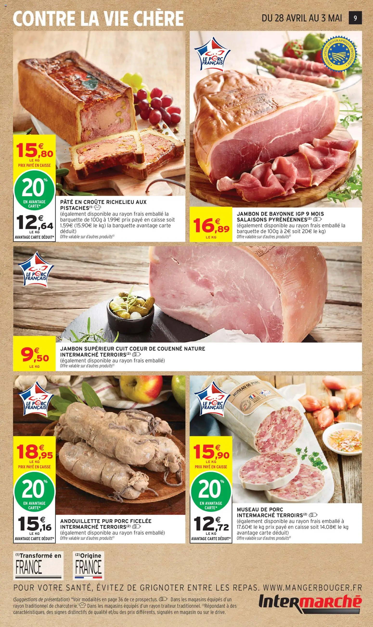 {H1} | Page: 9 | Produits: Pistaches, Jambon, Porc, Thé