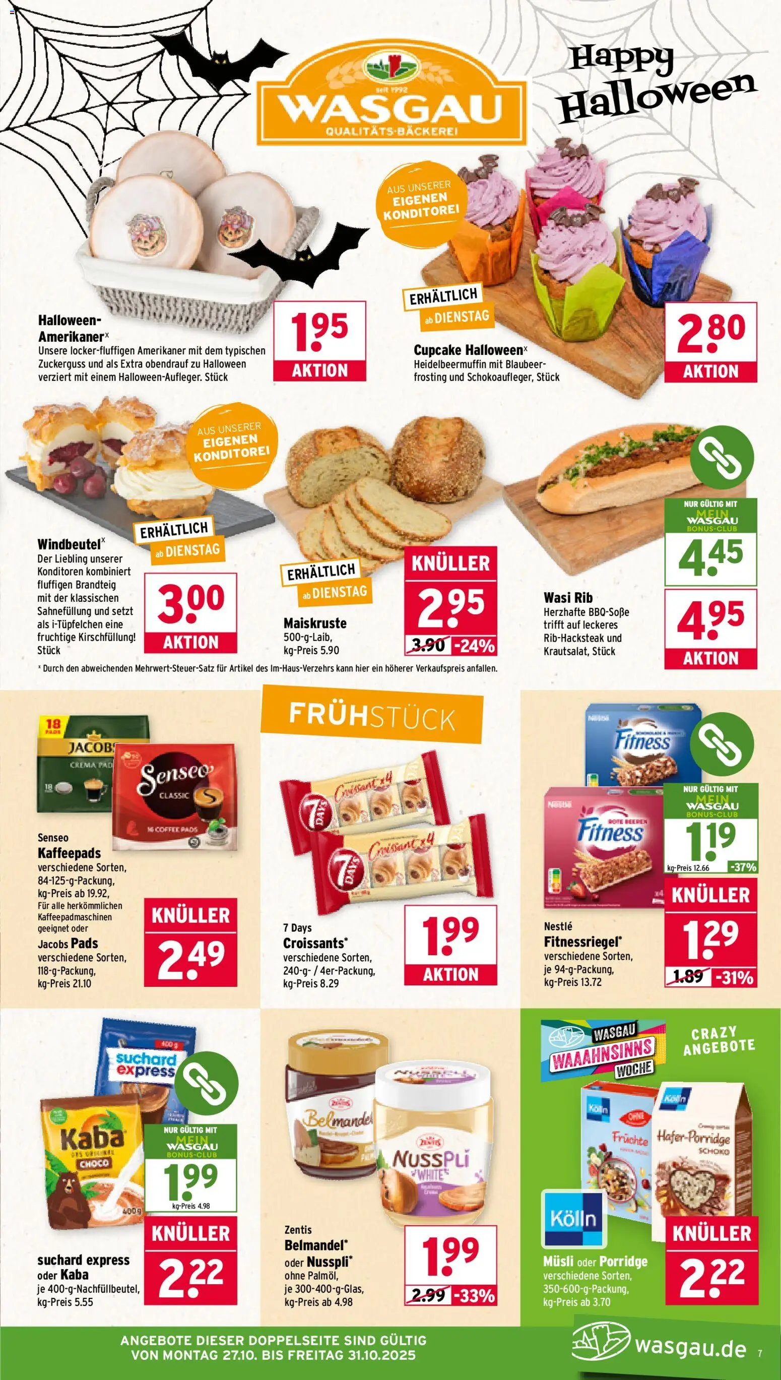 Wasgau Prospekt 	 – gültig ab 27.10.2025 | Seite: 7 | Produkte: Musli, Senseo, Kaffeepads, Kolln