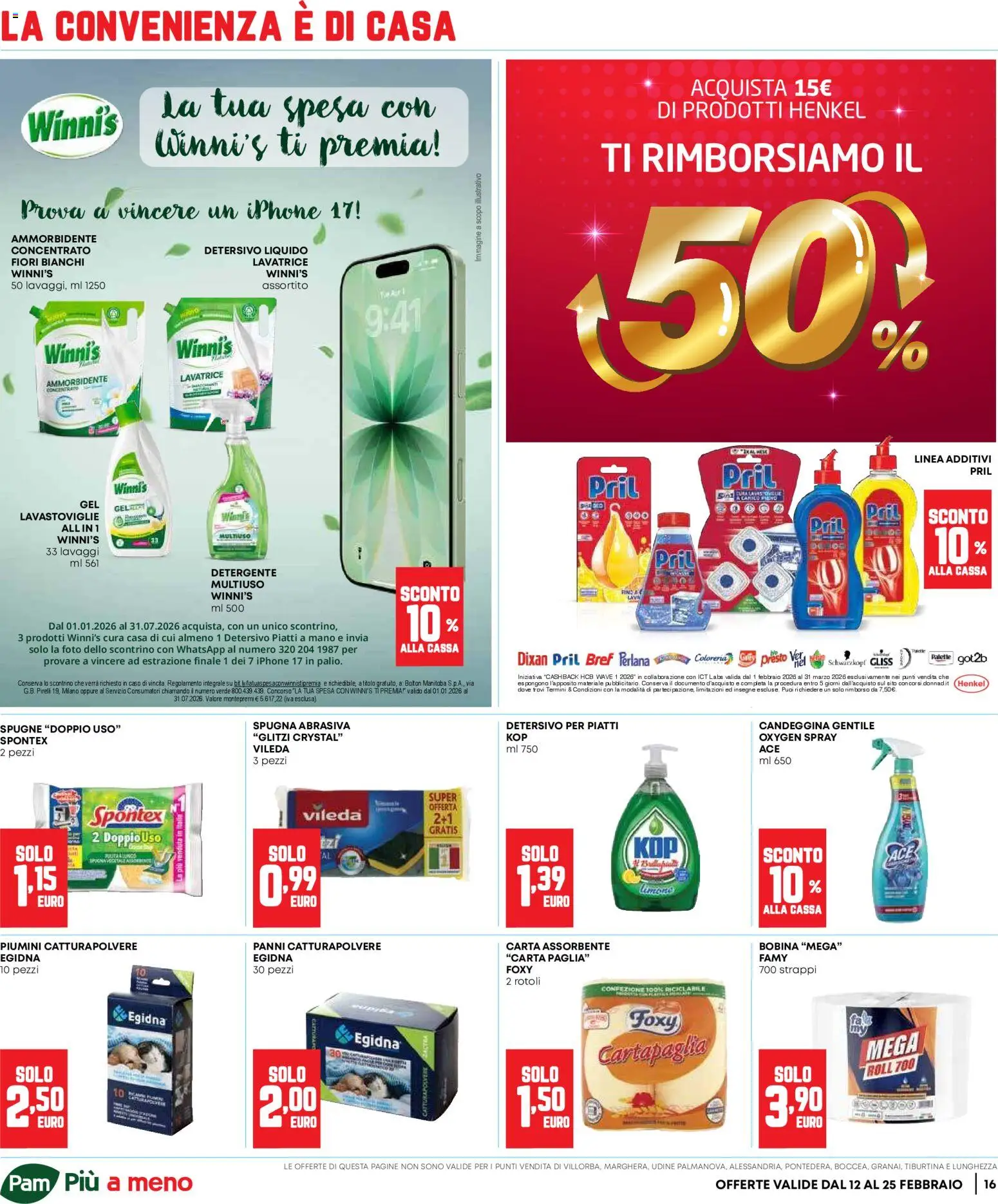 Volantino Panorama del 12.02.2026 | Pagina: 16 | Prodotti: Ammorbidente, Detergente, Detersivo per piatti, Lavastoviglie