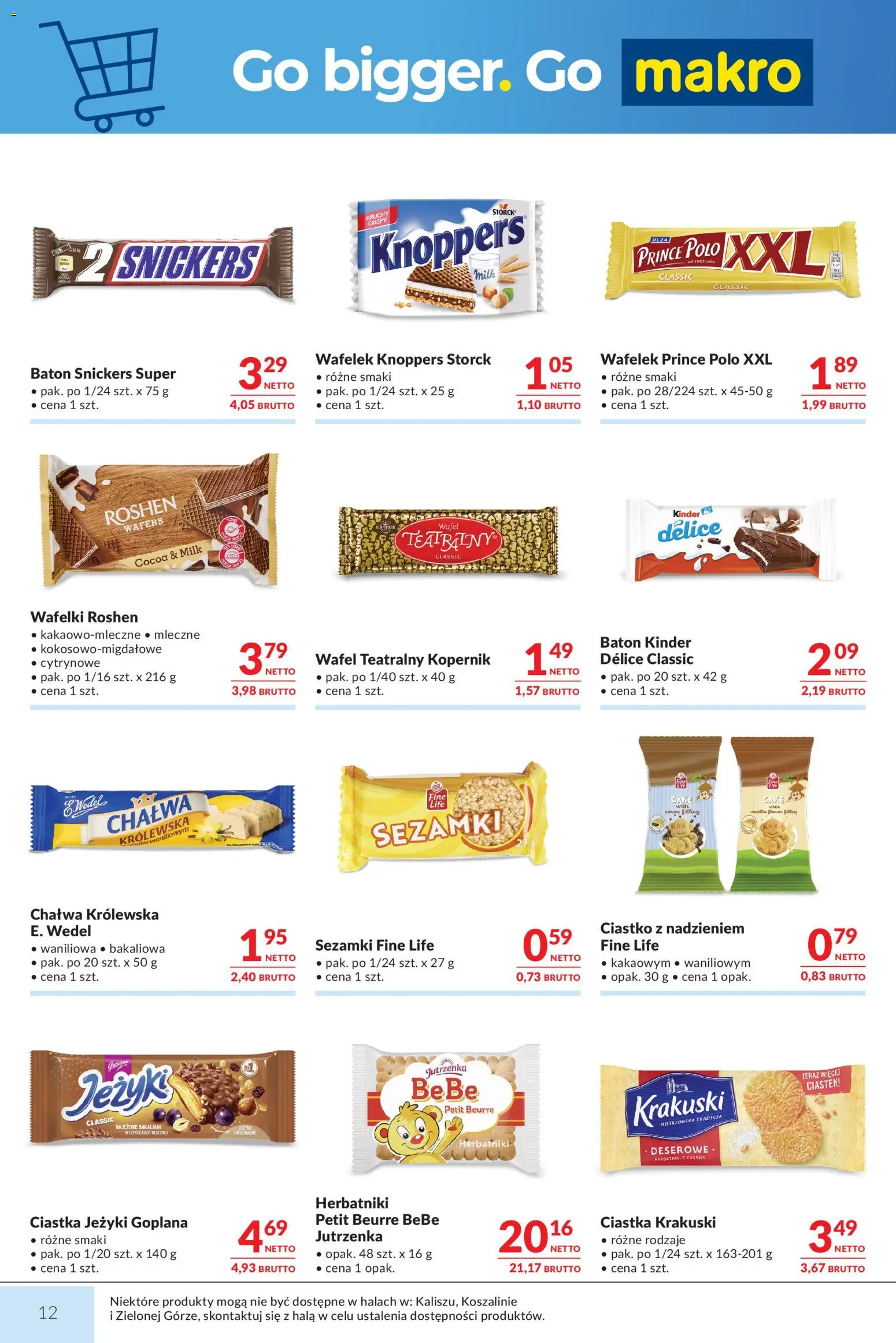 Makro Gazetka od 03.02.2026 | Strona: 12 | Produkty: Knoppers, Prince polo xxl, Herbatniki, Wafelki