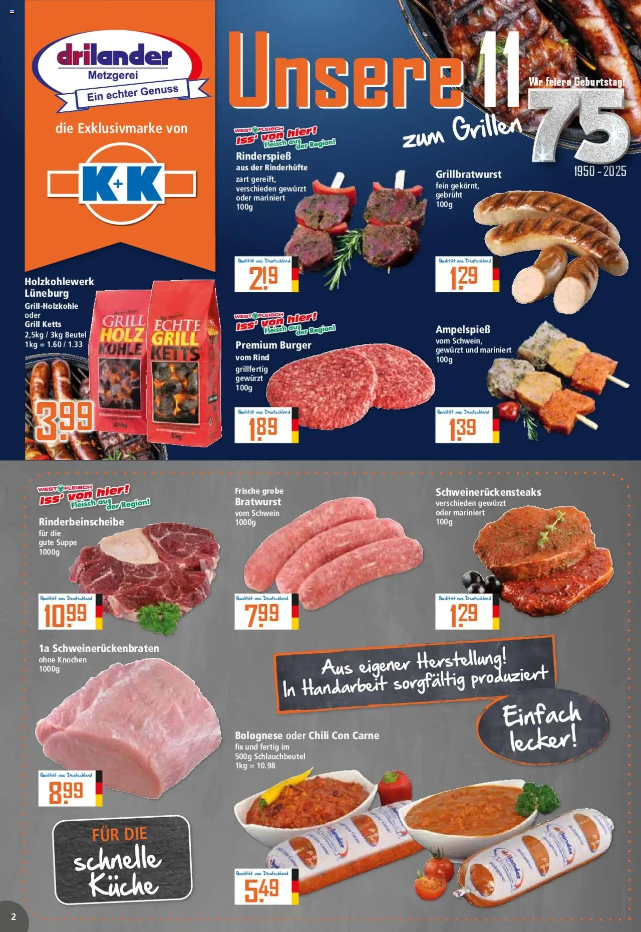 Klaas & Kock Prospekt 	 - gültig ab dem 18.08.2025 | Seite: 2 | Produkte: Grill, Burger, Chili, Fleisch