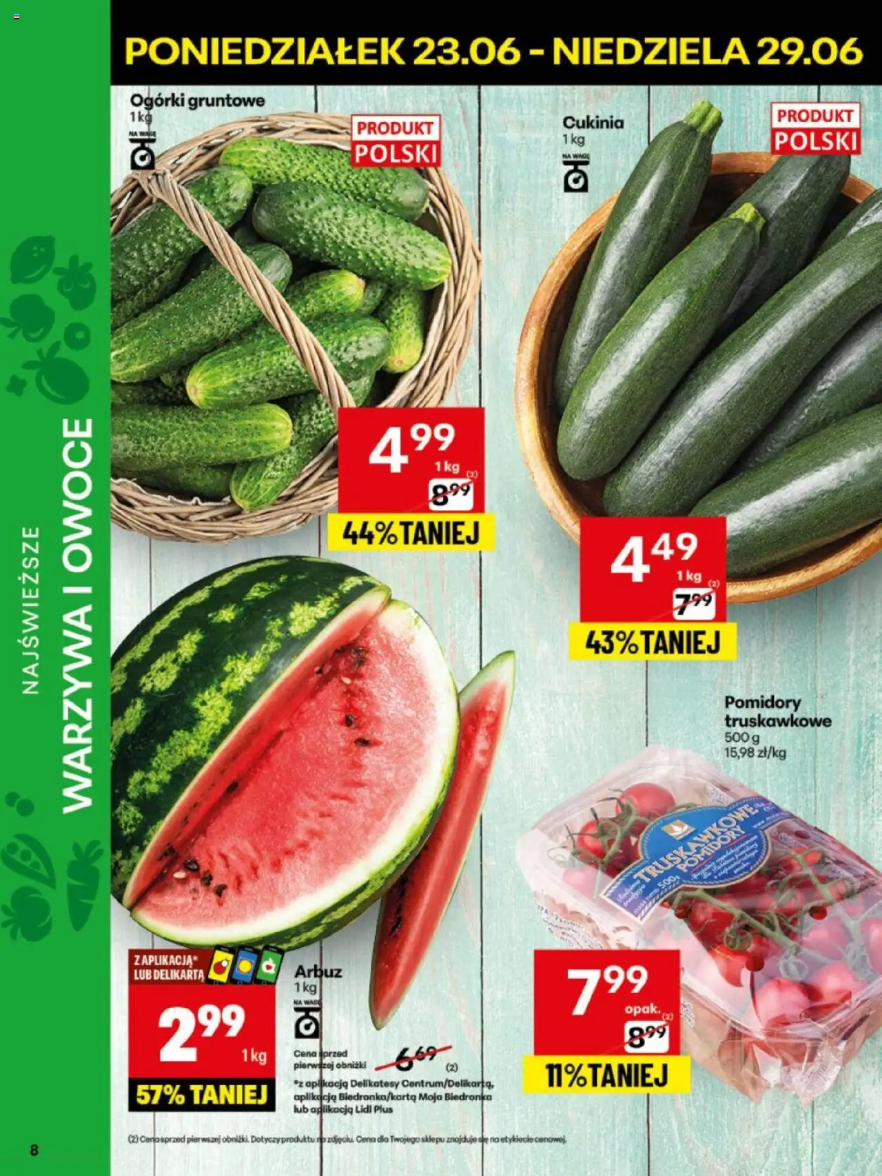 Delikatesy Centrum Gazetka - Sklepy Własne od 23.06.2025 | Strona: 8 | Produkty: Delikatesy, Ogórki, Warzywa, Owoce
