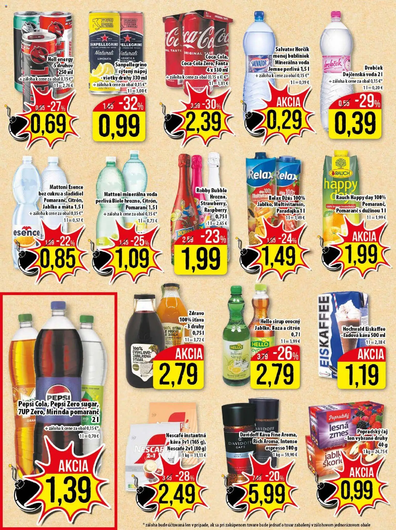 Nové Klas akcie – leták je platný od 02.02.2026 | Strana: 21 | Produkty: Davidoff, Káva, Voda, Mirinda