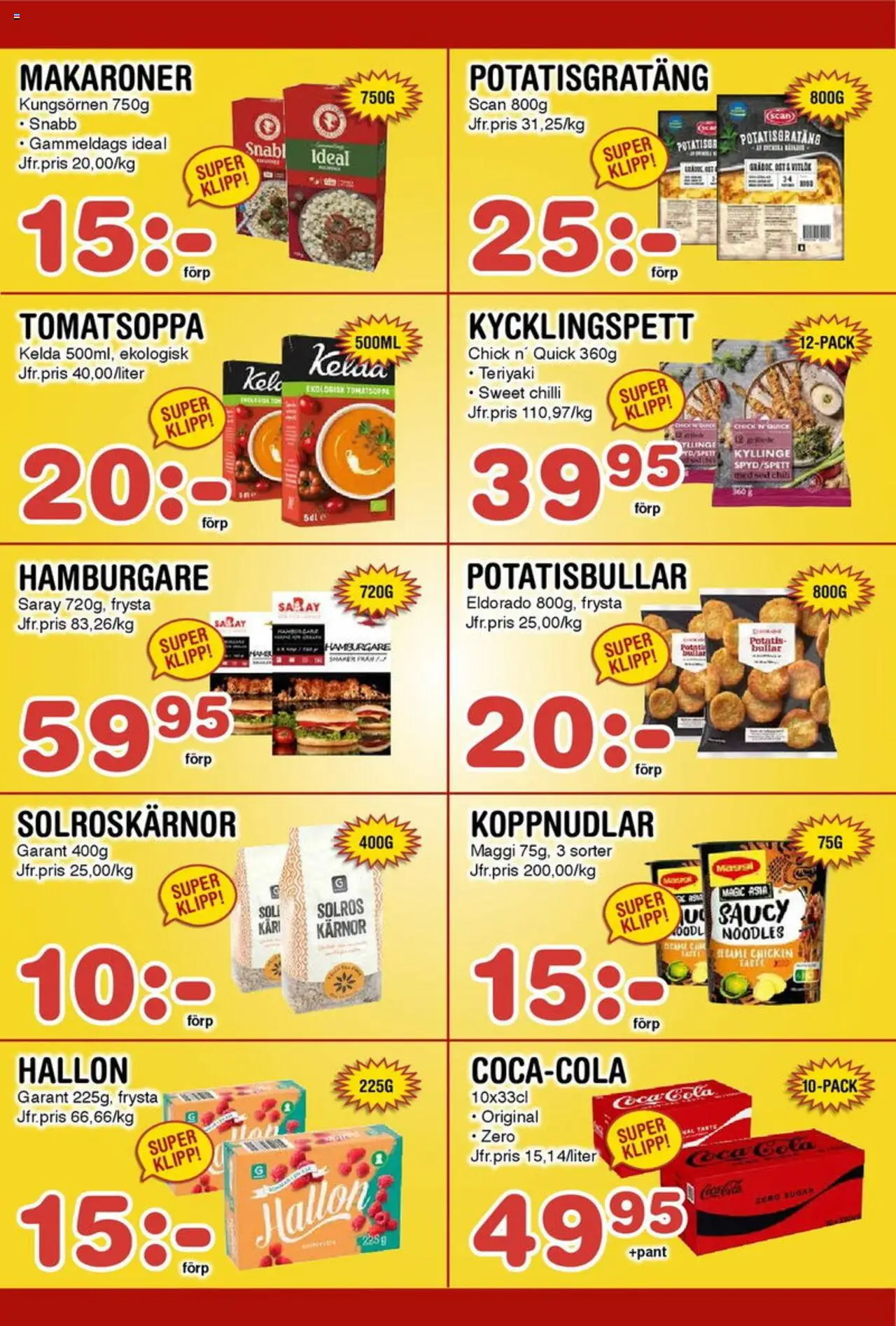 Nya Pulsen reklamblad aktuell från 18.08.2025 | Sida: 12 | Produkter: Hamburgare, Makaroner, Ost, Hallon