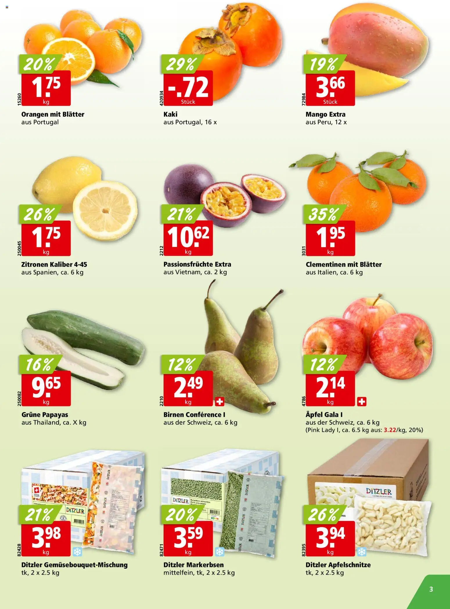 Aligro Aktionen Chavannes, Matran, Genf, Sitten – gültig ab 08.12.2025 | Seite: 3 | Produkte: Kammerjunker, Orangen, Kaki, Mango