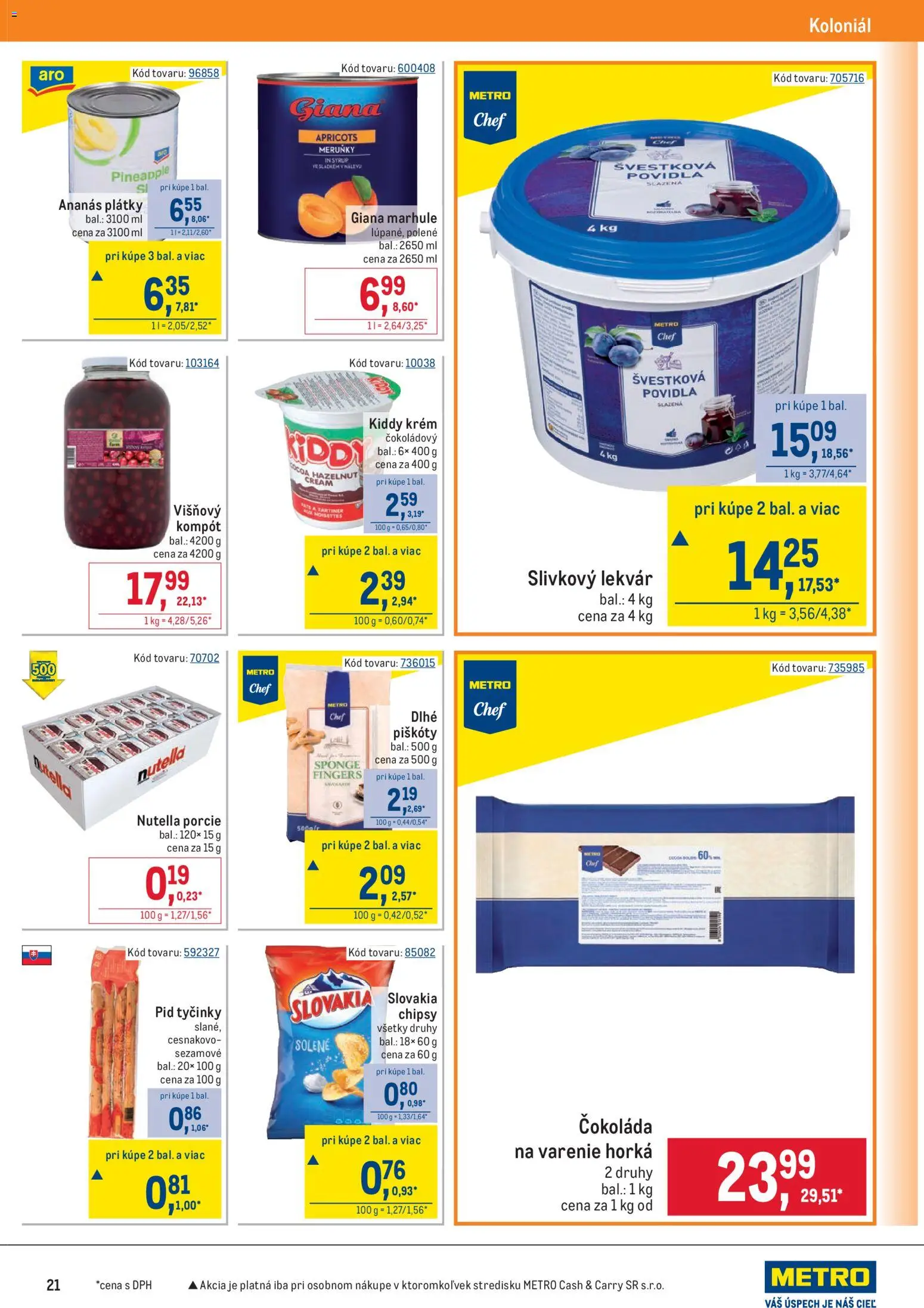 Nové Metro akcie – leták je platný od 25.02.2026 | Strana: 21 | Produkty: Čokoláda, Ananás, Chipsy, Nutella
