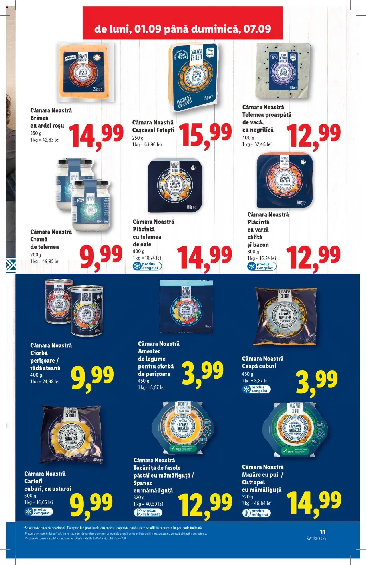 Catalog Lidl – valabil de la 01.09.2025 | Pagină: 11 | Produse: Cașcaval, Bacon, Ceapă, Usturoi