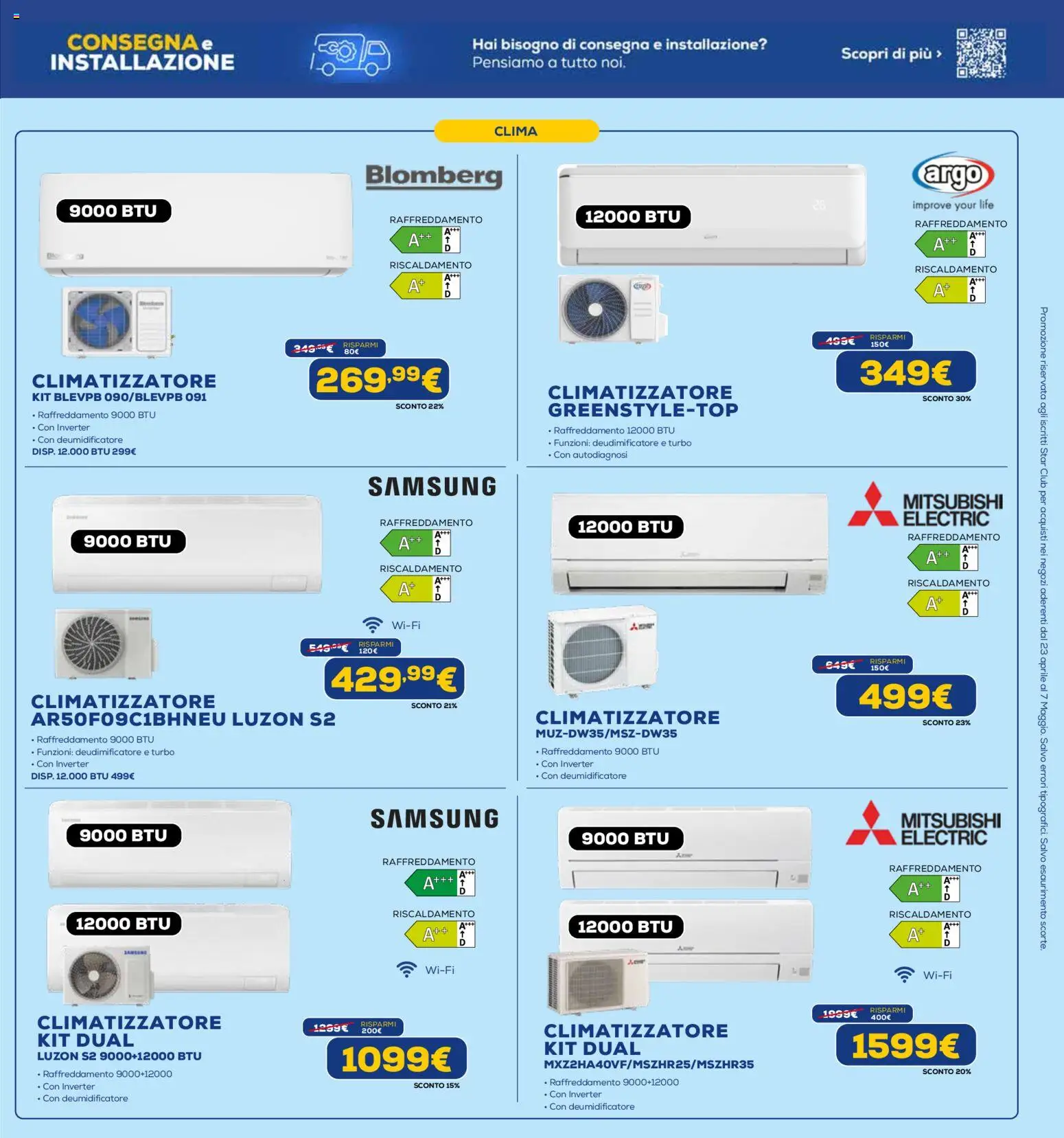 Volantino Euronics del 23.04.2026 | Pagina: 22 | Prodotti: Climatizzatore, Deumidificatore, Samsung