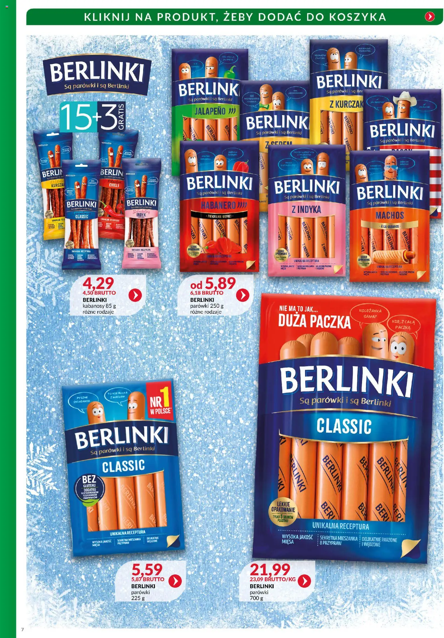 Eurocash Gazetka - Katalog Wędlin od 01.12.2025 | Strona: 7 | Produkty: Kurczak, Kabanosy, Parówki