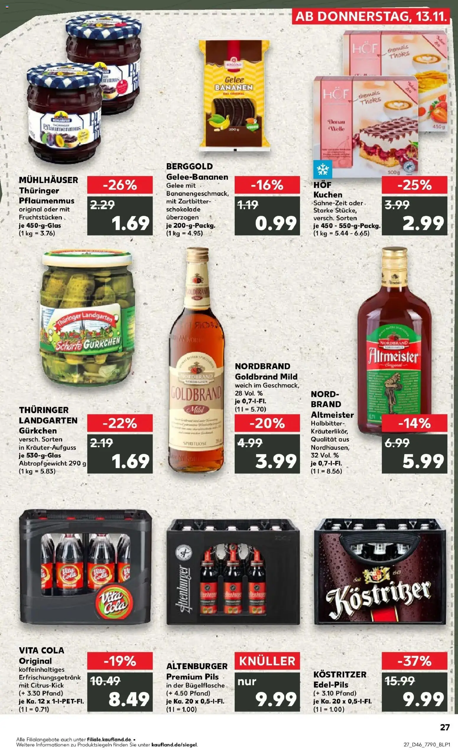 Kaufland prospekt Arnstadt	 – gültig ab 13.11.2025 | Seite: 27 | Produkte: Cola, Kostritzer, Schokolade, Pils