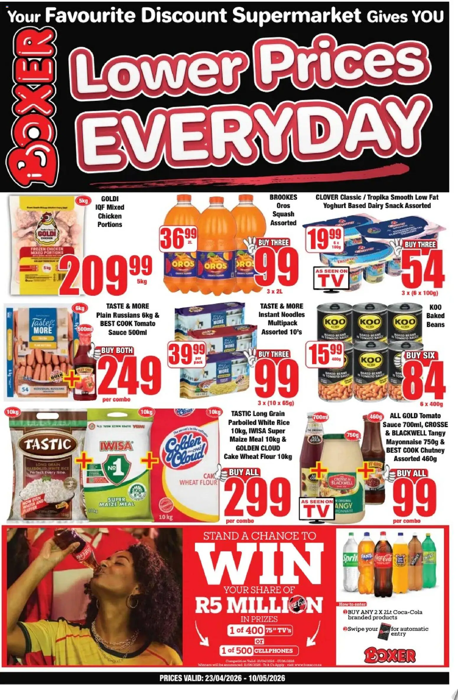 New Boxer catalogue – valid from 23.04.2026 | Page: 1 | Products: Flour, Maize meal, Rice, Sausage