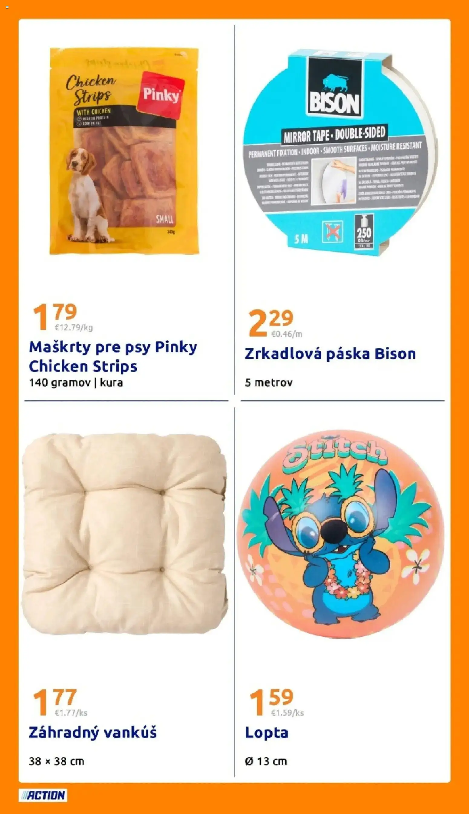 Nové Action akcie – leták je platný od 08.04.2026 | Strana: 19 | Produkty: Vankúš, Lopta