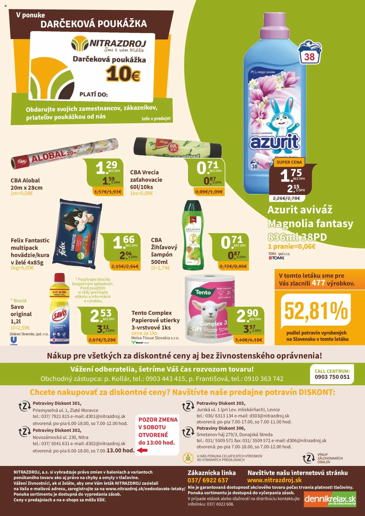 Nové Nitrazdroj akcie – leták je platný od 17.04.2026 | Strana: 8 | Produkty: Felix, Savo, Šampón, Aviváž