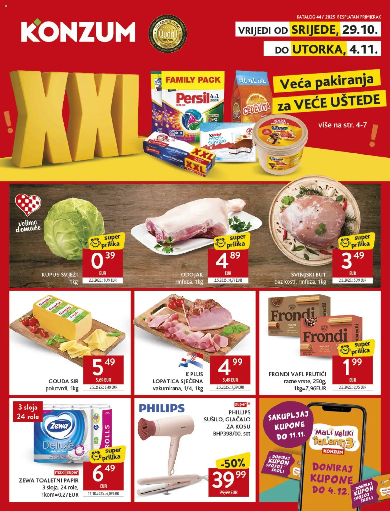 Konzum katalog | vrijedi od 29.10.2025 | Stranica: 1 | Proizvodi: Odojak, Role, Zewa, Kakao