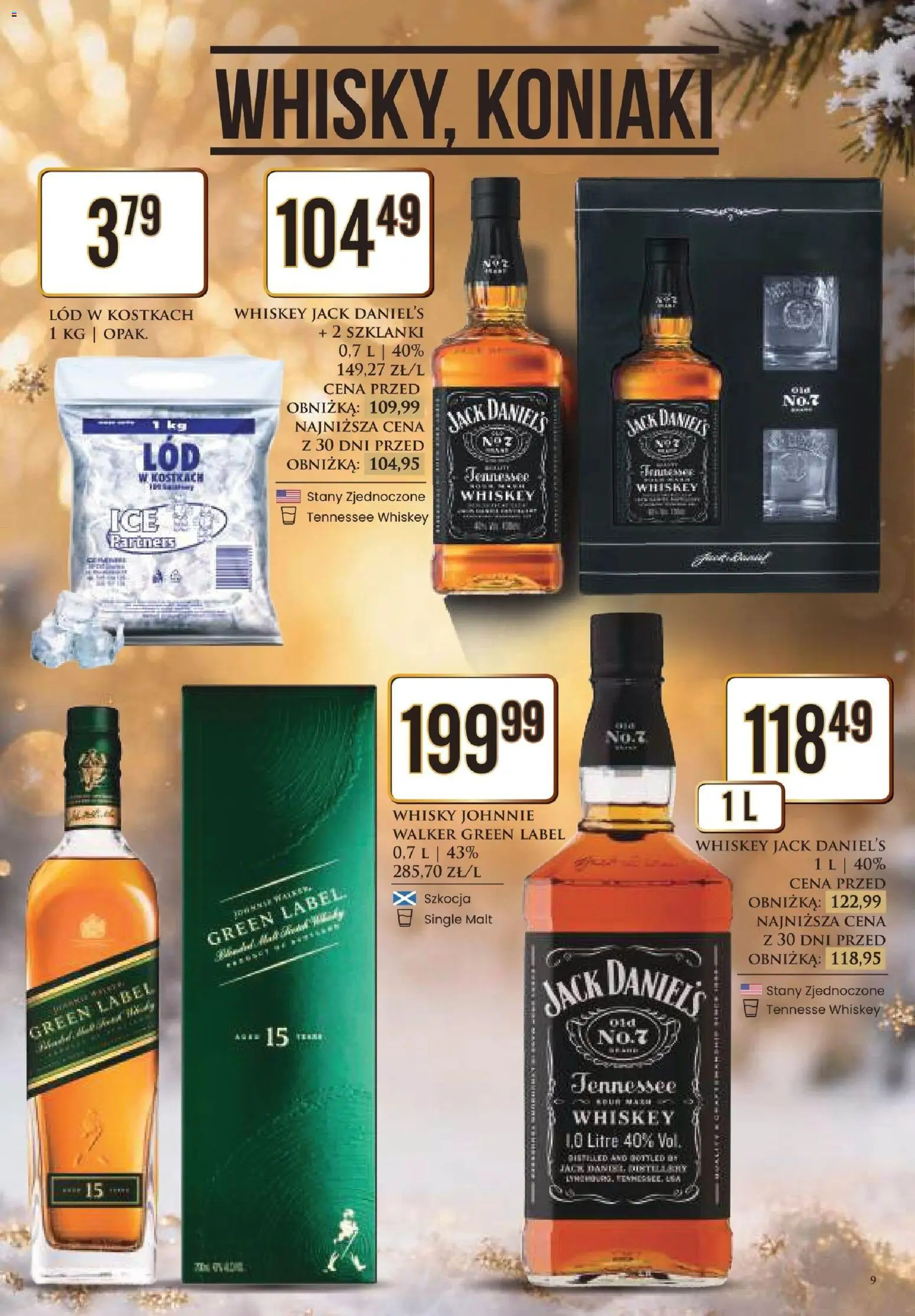 Dino Gazetka alkoholowa od 27.12.2025 | Strona: 9 | Produkty: Jack Daniel's, Lód w kostkach, Szklanki, Whisky