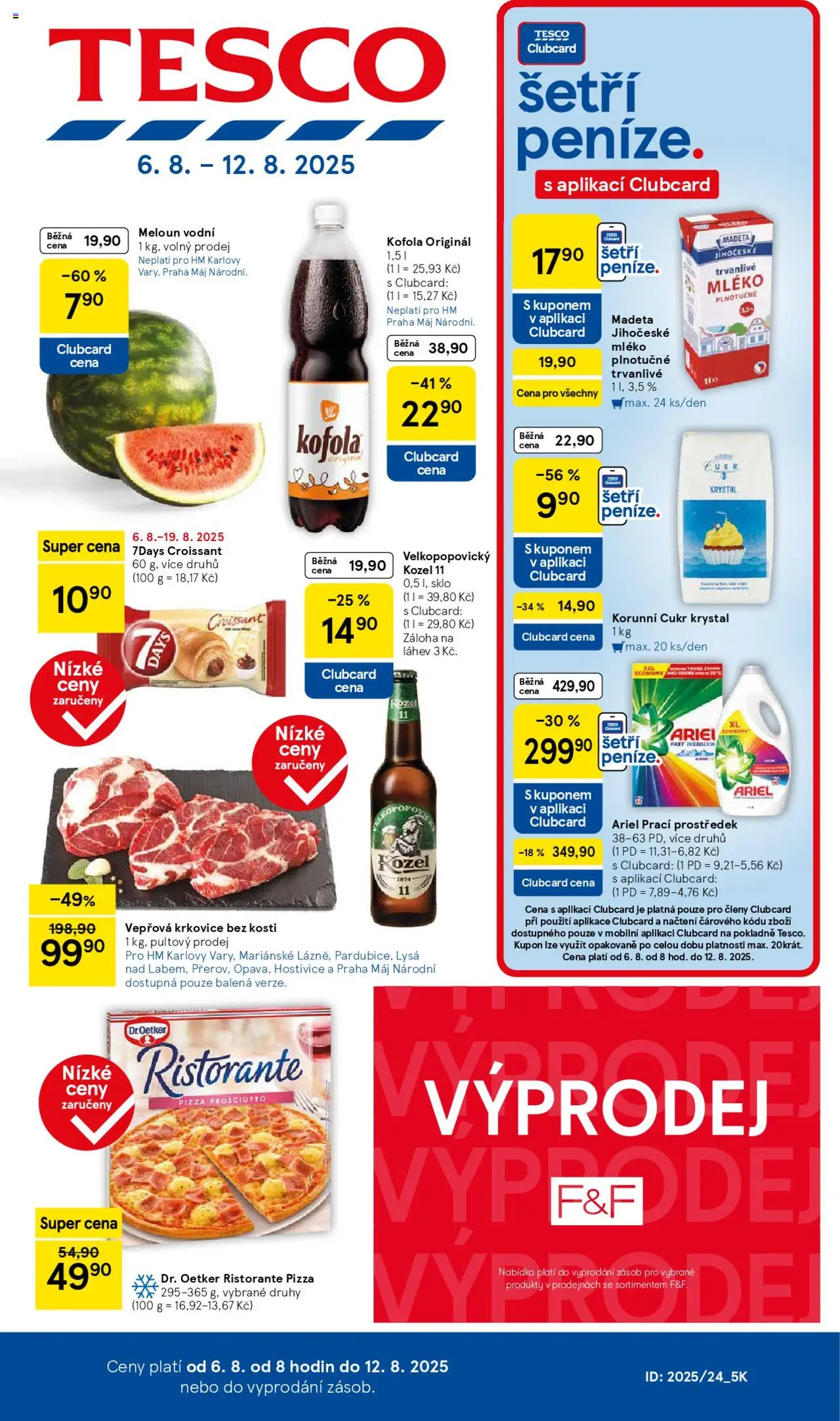 Tesco leták - Hypermarket od 06.08.2025 | Strana: 1 | Produkty: Meloun, Pizza, Prosciutto, Pizza Dr. Oetker